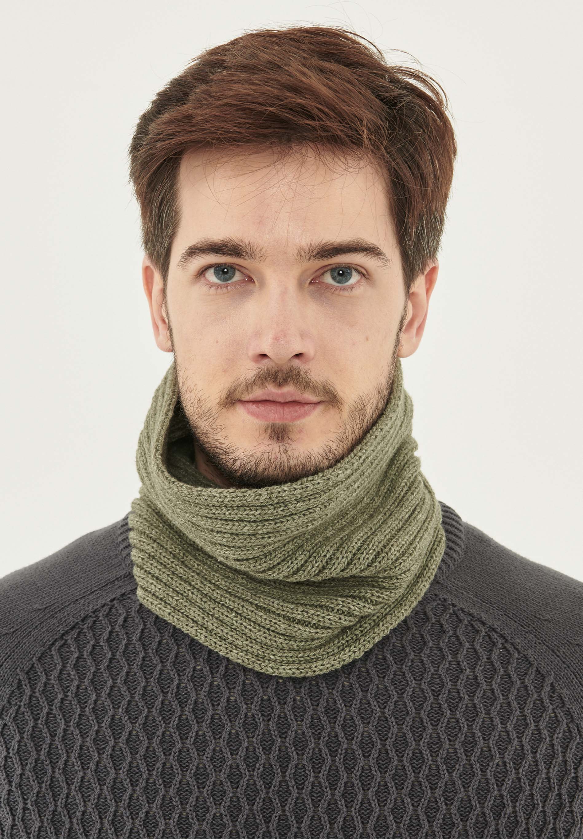 Unisex Strick Loop Schal aus Bio-Merinowolle und Bio-Baumwolle