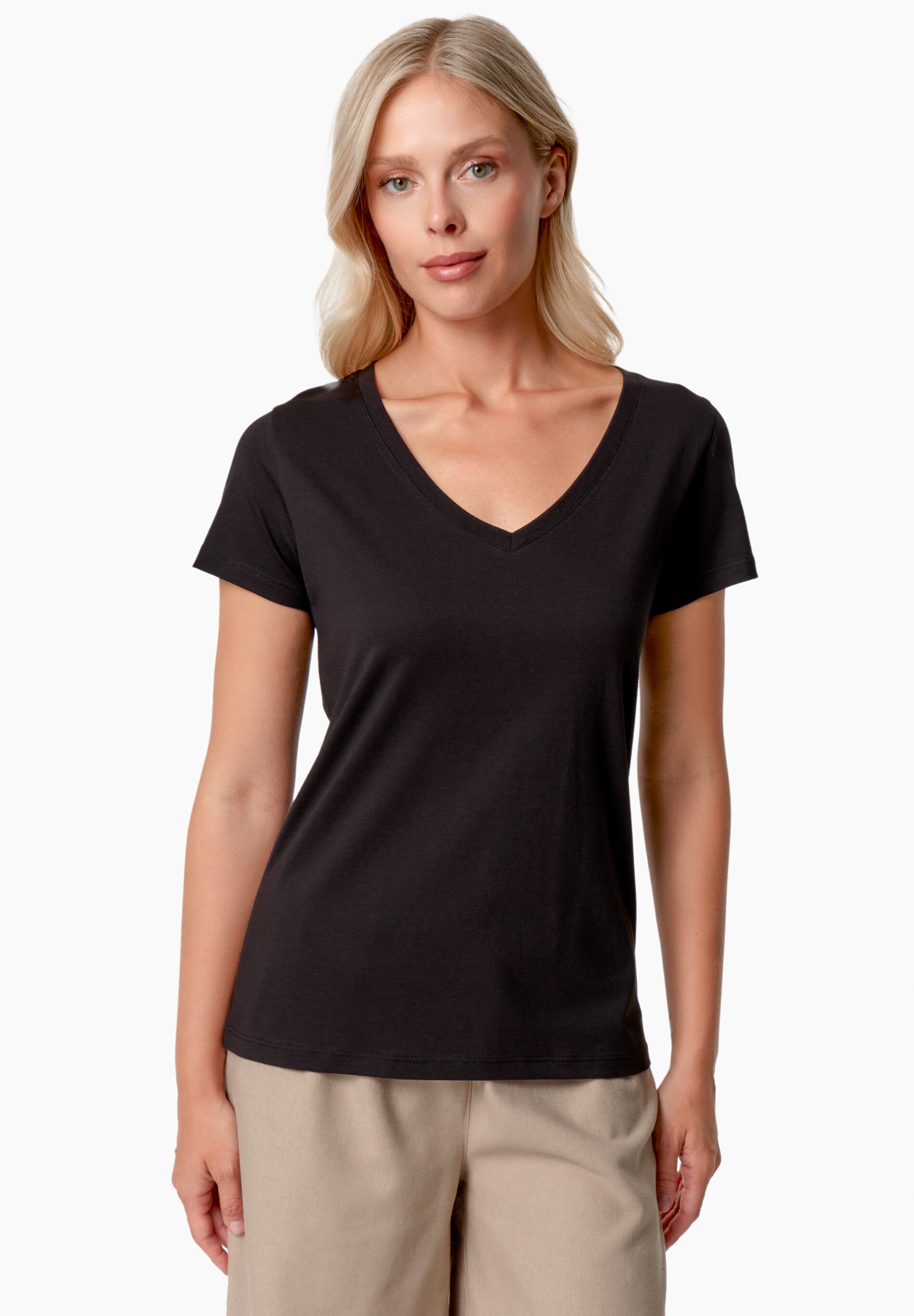 TAMARRA | T-Shirt aus TENCEL™ Modal und Bio-Baumwolle mit V-Ausschnitt