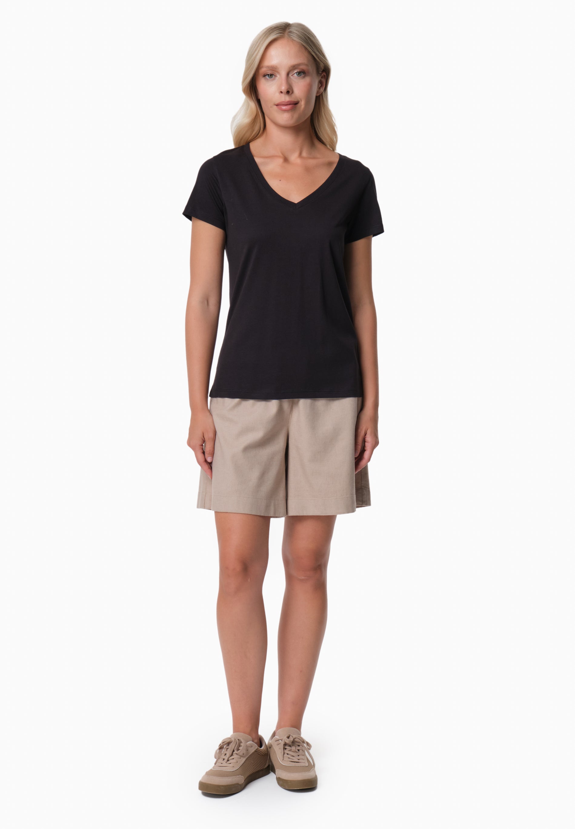 TAMARRA | T-Shirt aus TENCEL™ Modal und Bio-Baumwolle mit V-Ausschnitt