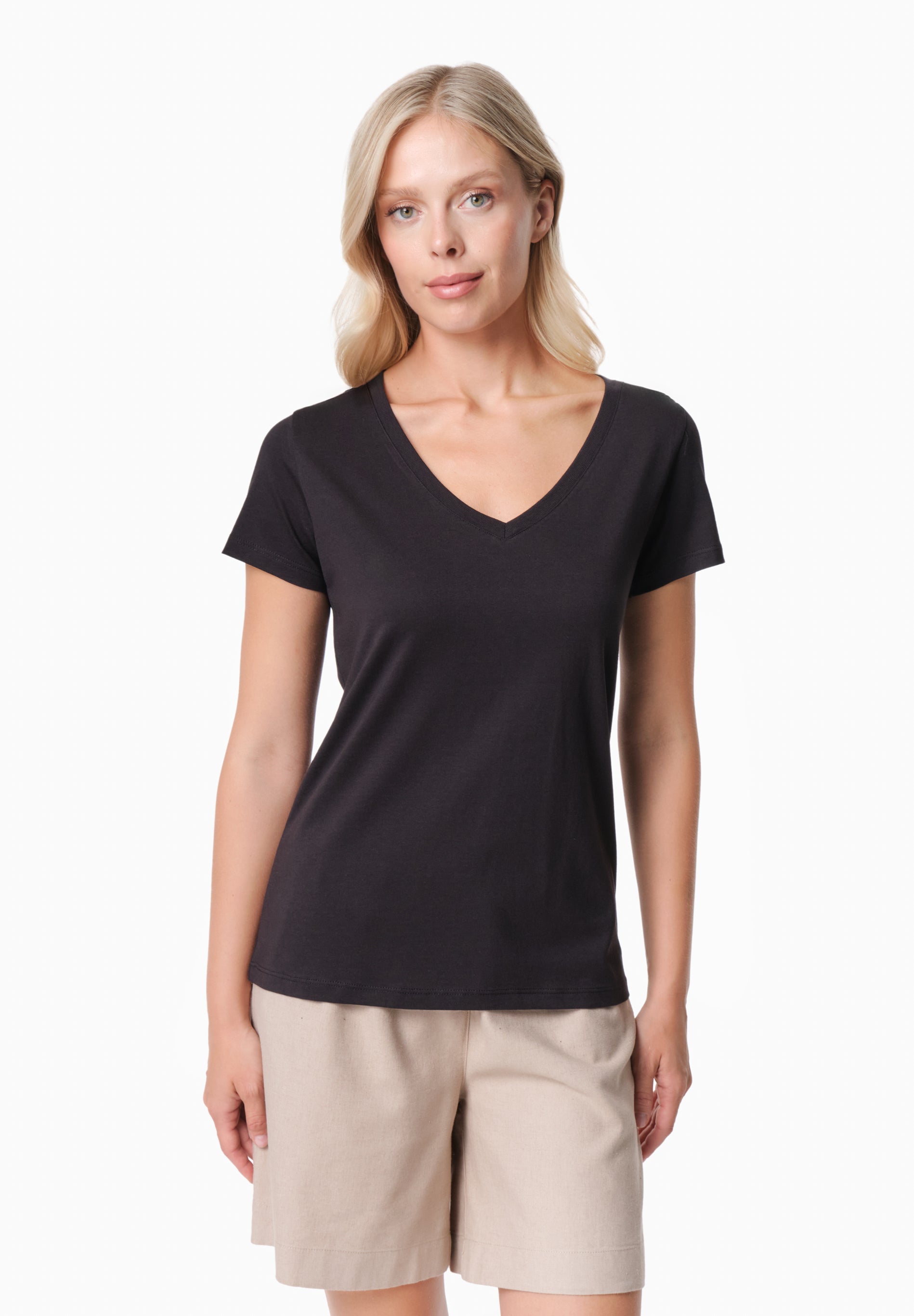 TAMARRA | T-Shirt aus TENCEL™ Modal und Bio-Baumwolle mit V-Ausschnitt