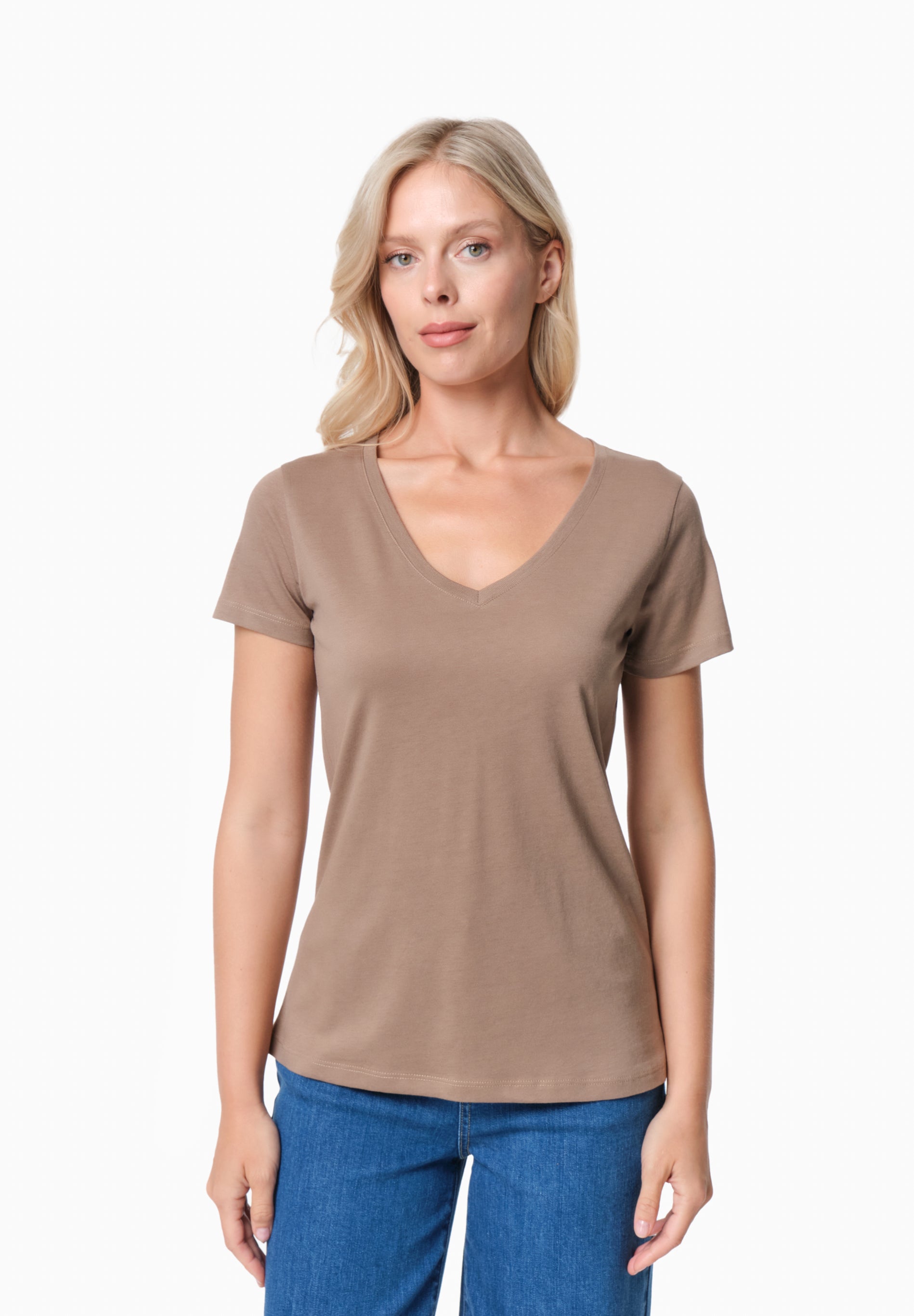 TAMARRA | T-Shirt aus TENCEL™ Modal und Bio-Baumwolle mit V-Ausschnitt