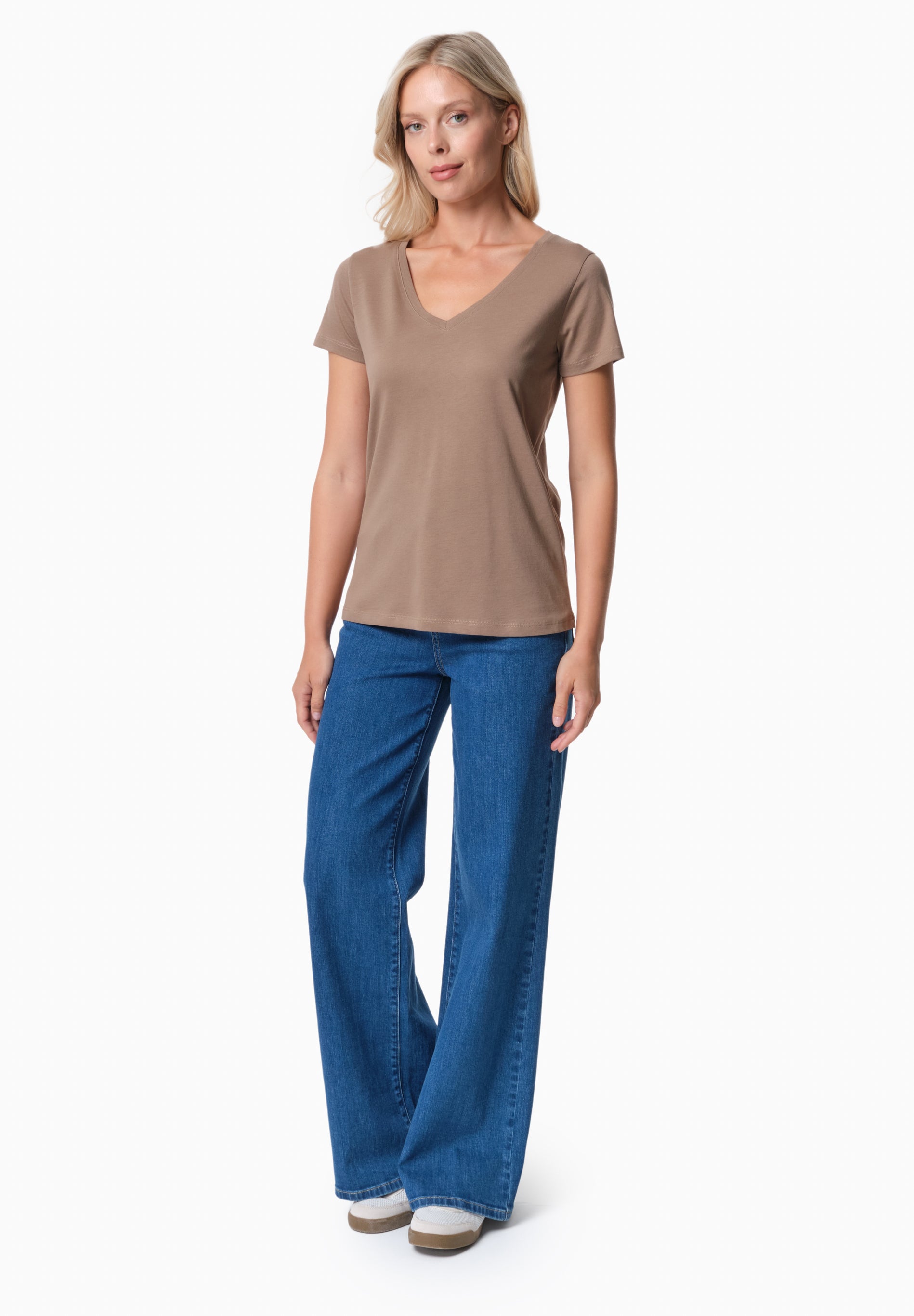 TAMARRA | T-Shirt aus TENCEL™ Modal und Bio-Baumwolle mit V-Ausschnitt