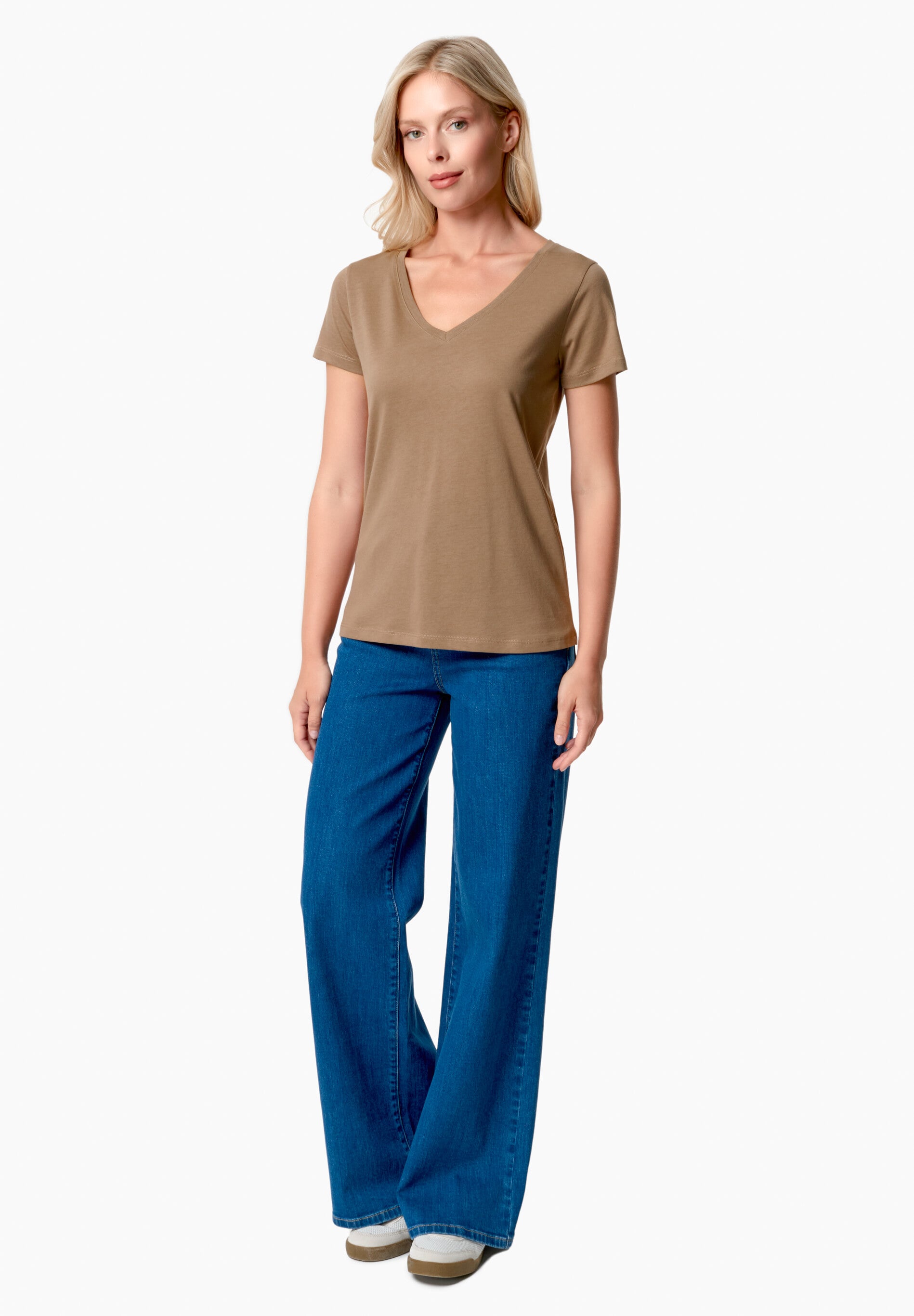 TAMARRA | T-Shirt aus TENCEL™ Modal und Bio-Baumwolle mit V-Ausschnitt
