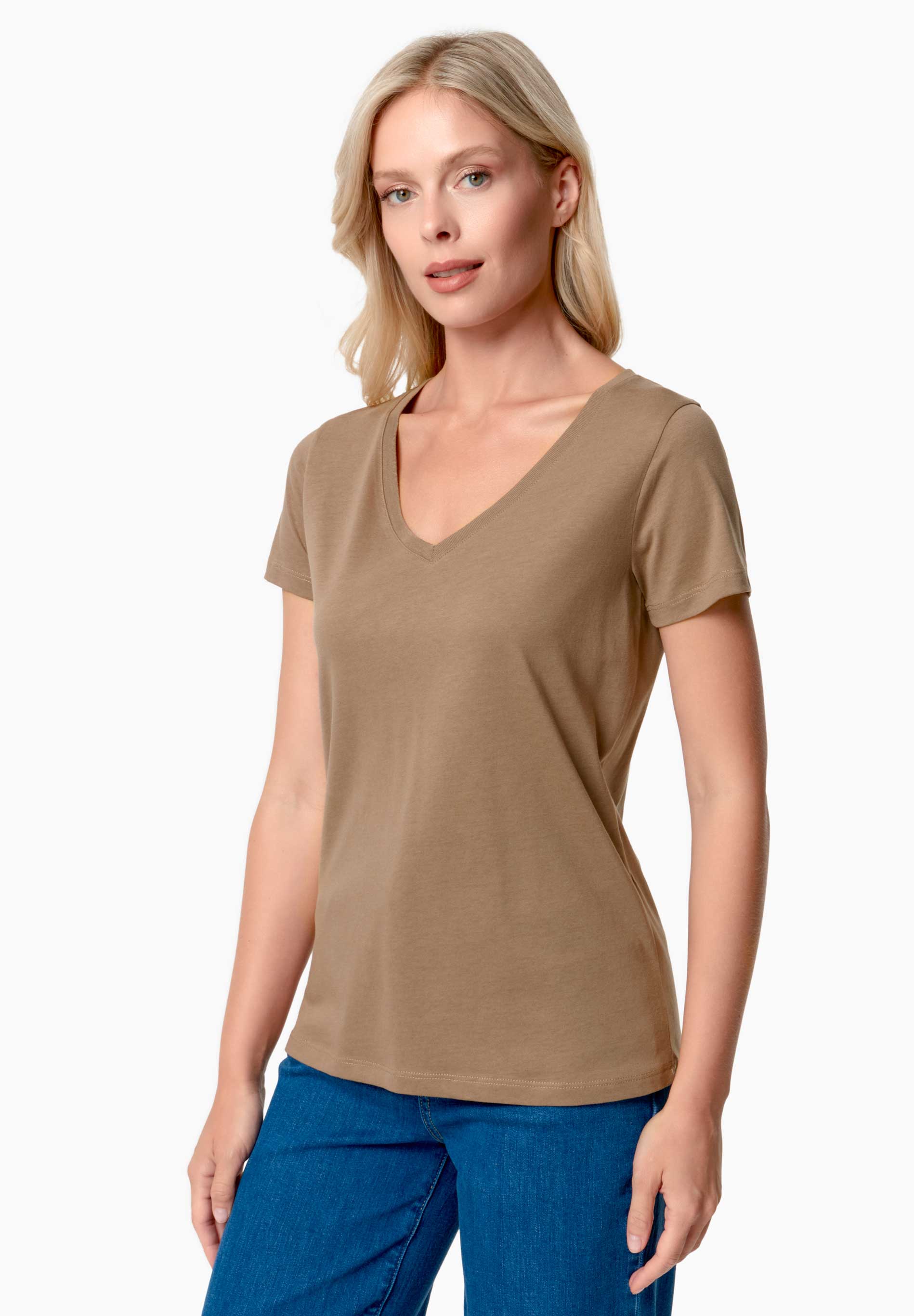 TAMARRA | T-Shirt aus TENCEL™ Modal und Bio-Baumwolle mit V-Ausschnitt