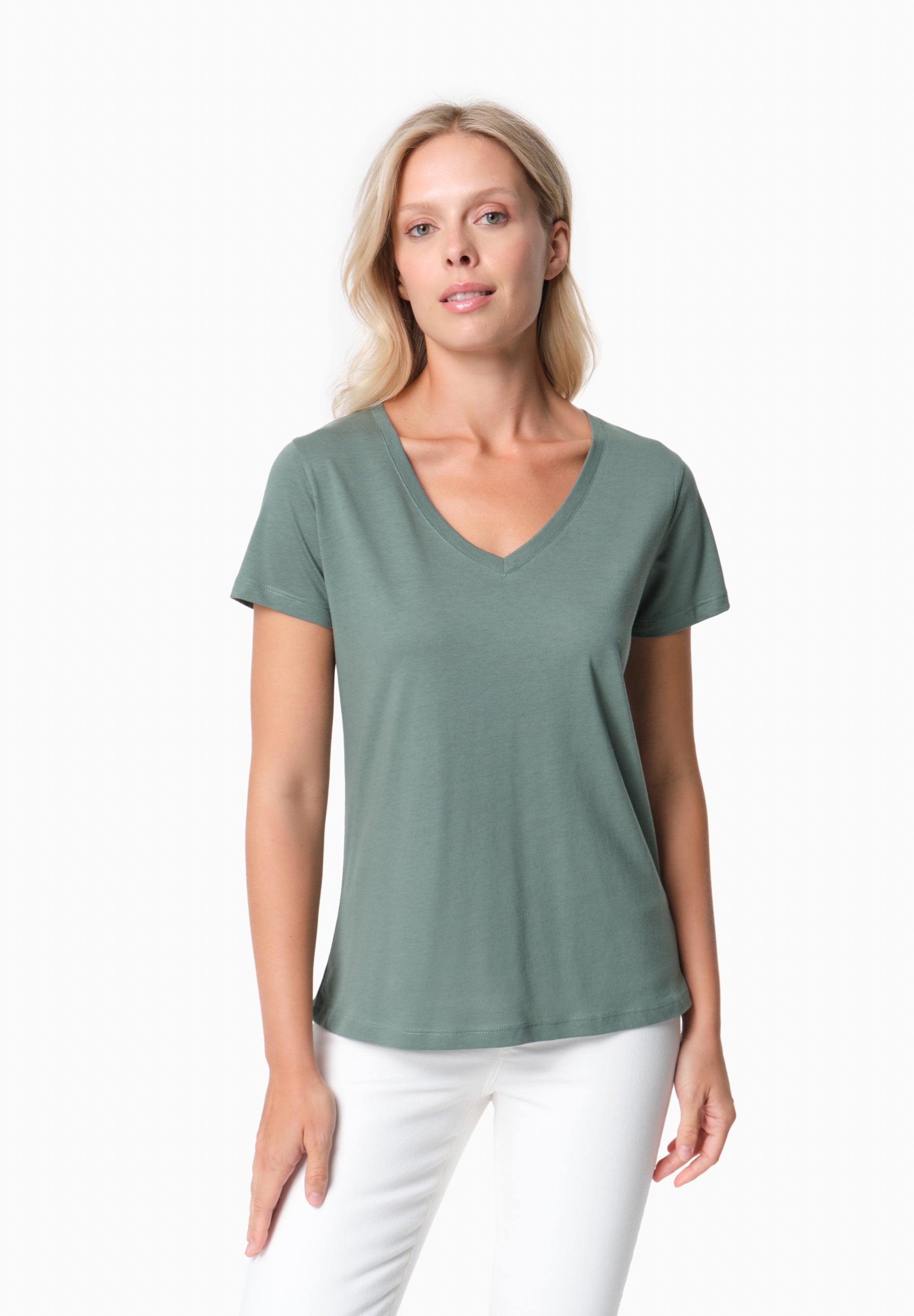TAMARRA | T-Shirt aus TENCEL™ Modal und Bio-Baumwolle mit V-Ausschnitt
