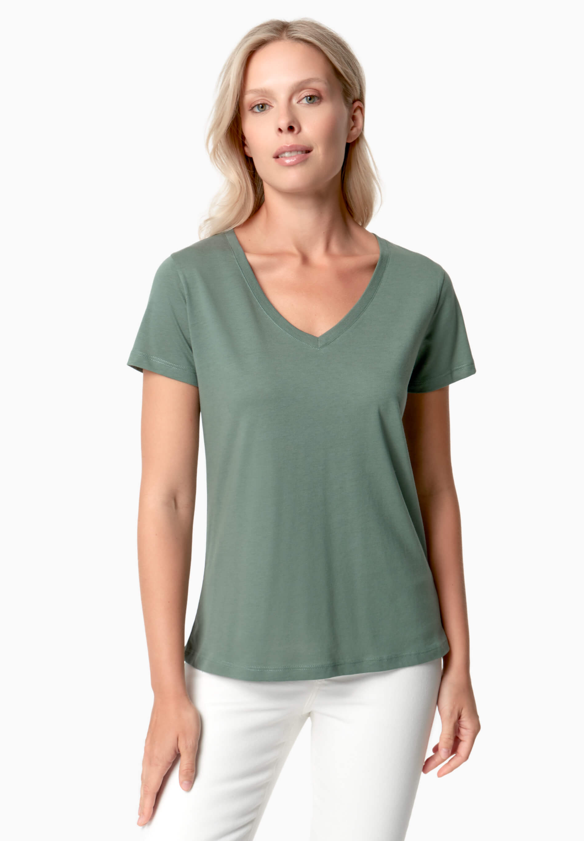 TAMARRA | T-Shirt aus TENCEL™ Modal und Bio-Baumwolle mit V-Ausschnitt