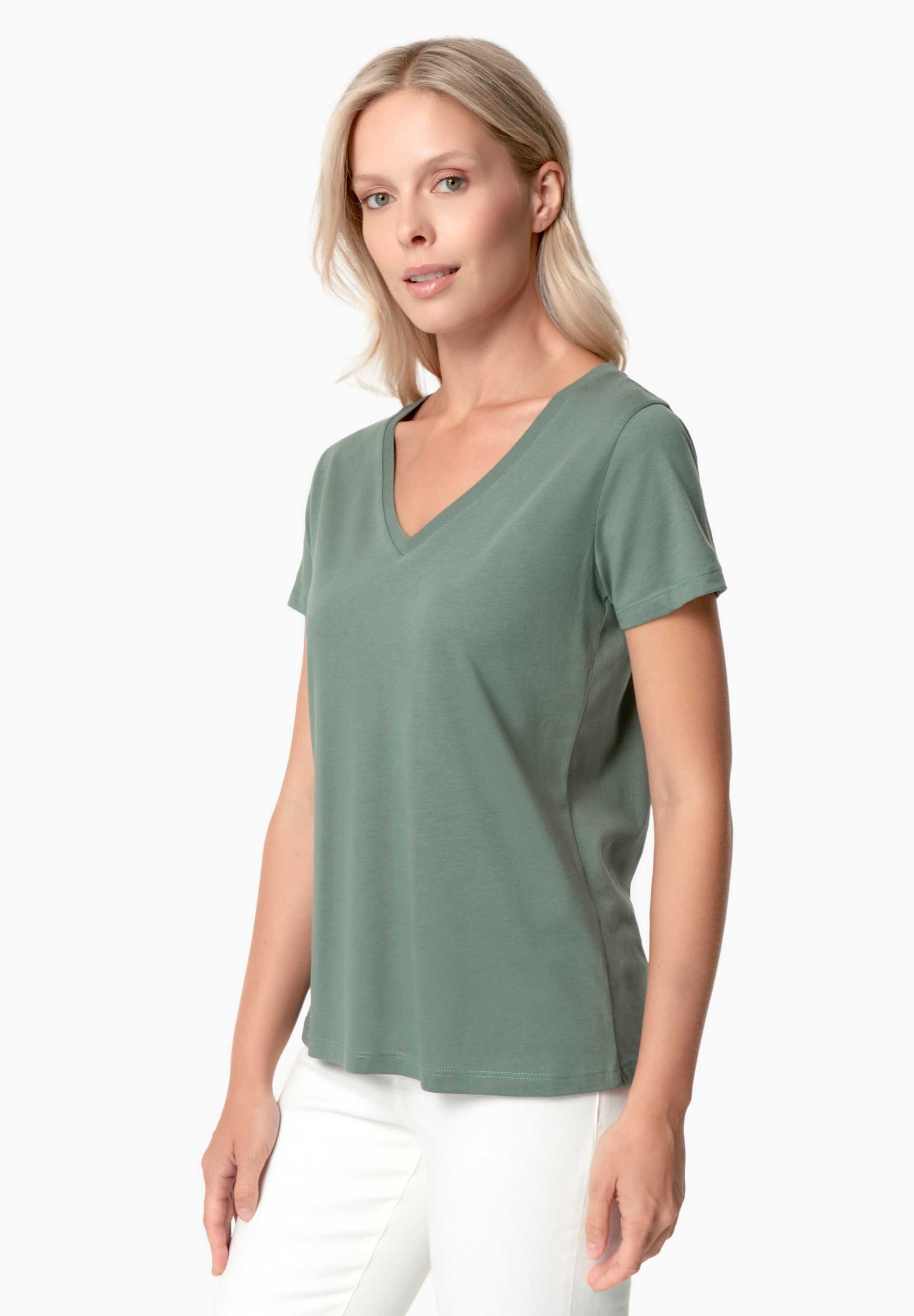 TAMARRA | T-Shirt aus TENCEL™ Modal und Bio-Baumwolle mit V-Ausschnitt