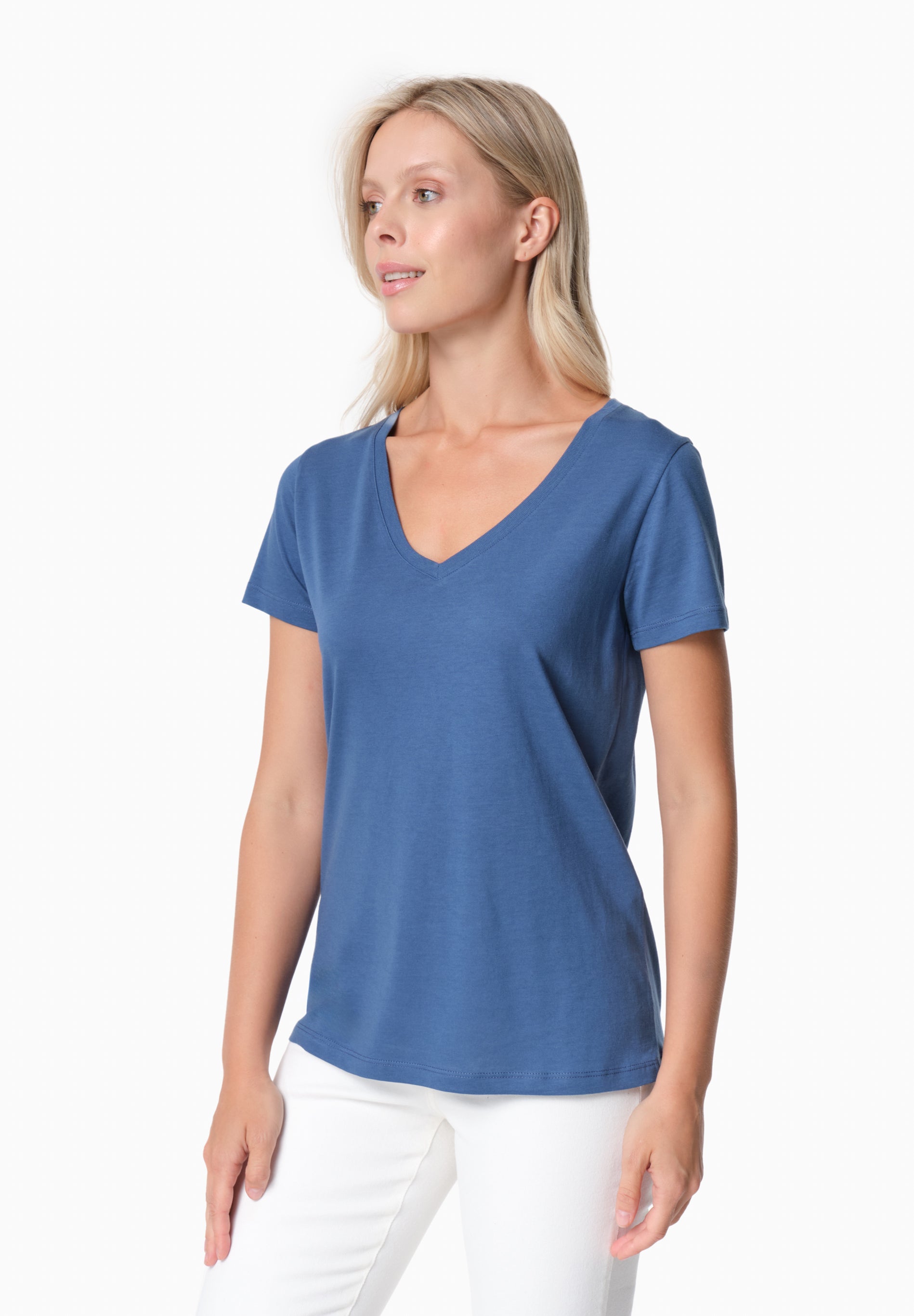 TAMARRA | T-Shirt aus TENCEL™ Modal und Bio-Baumwolle mit V-Ausschnitt