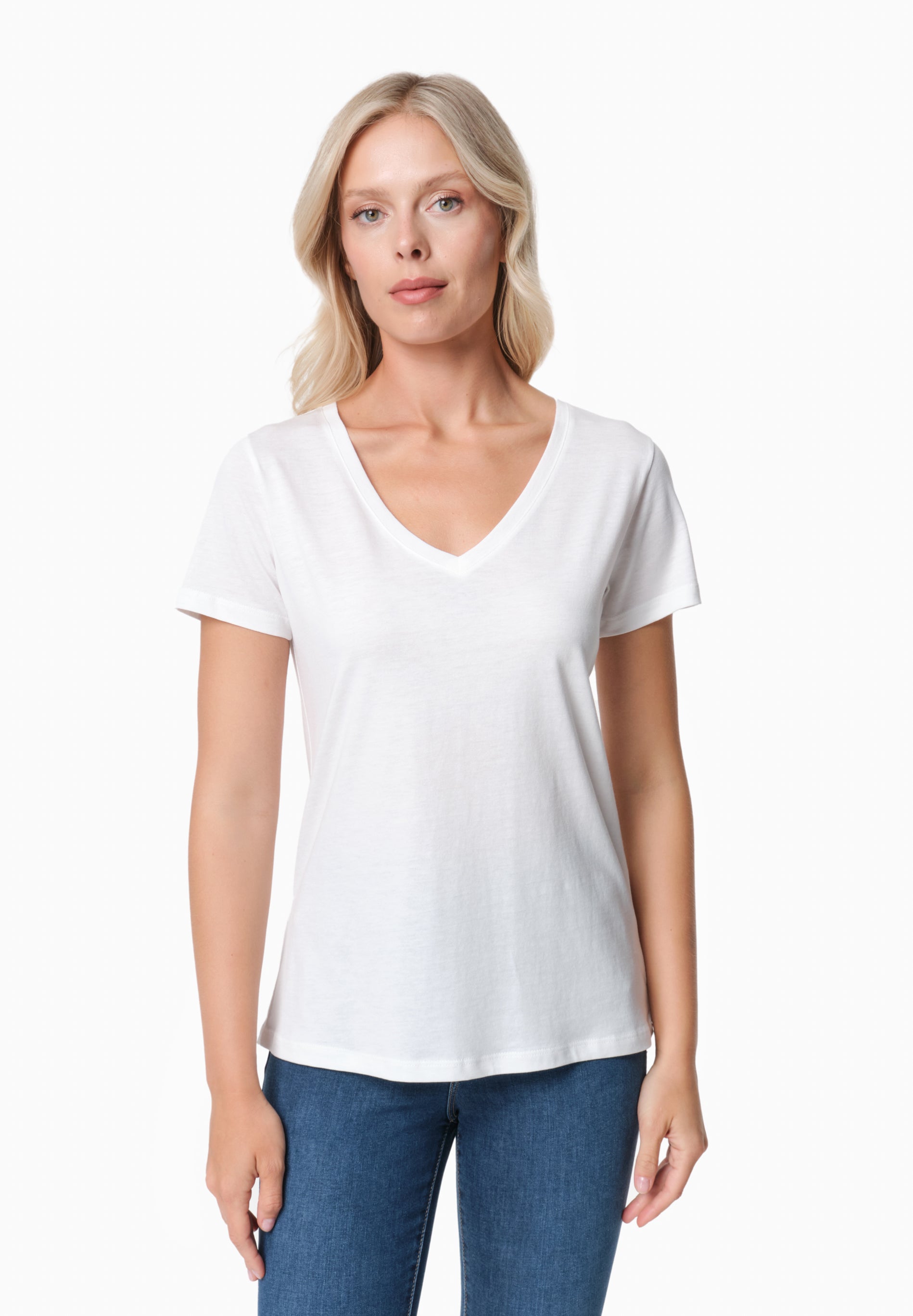 TAMARRA | T-Shirt aus TENCEL™ Modal und Bio-Baumwolle mit V-Ausschnitt