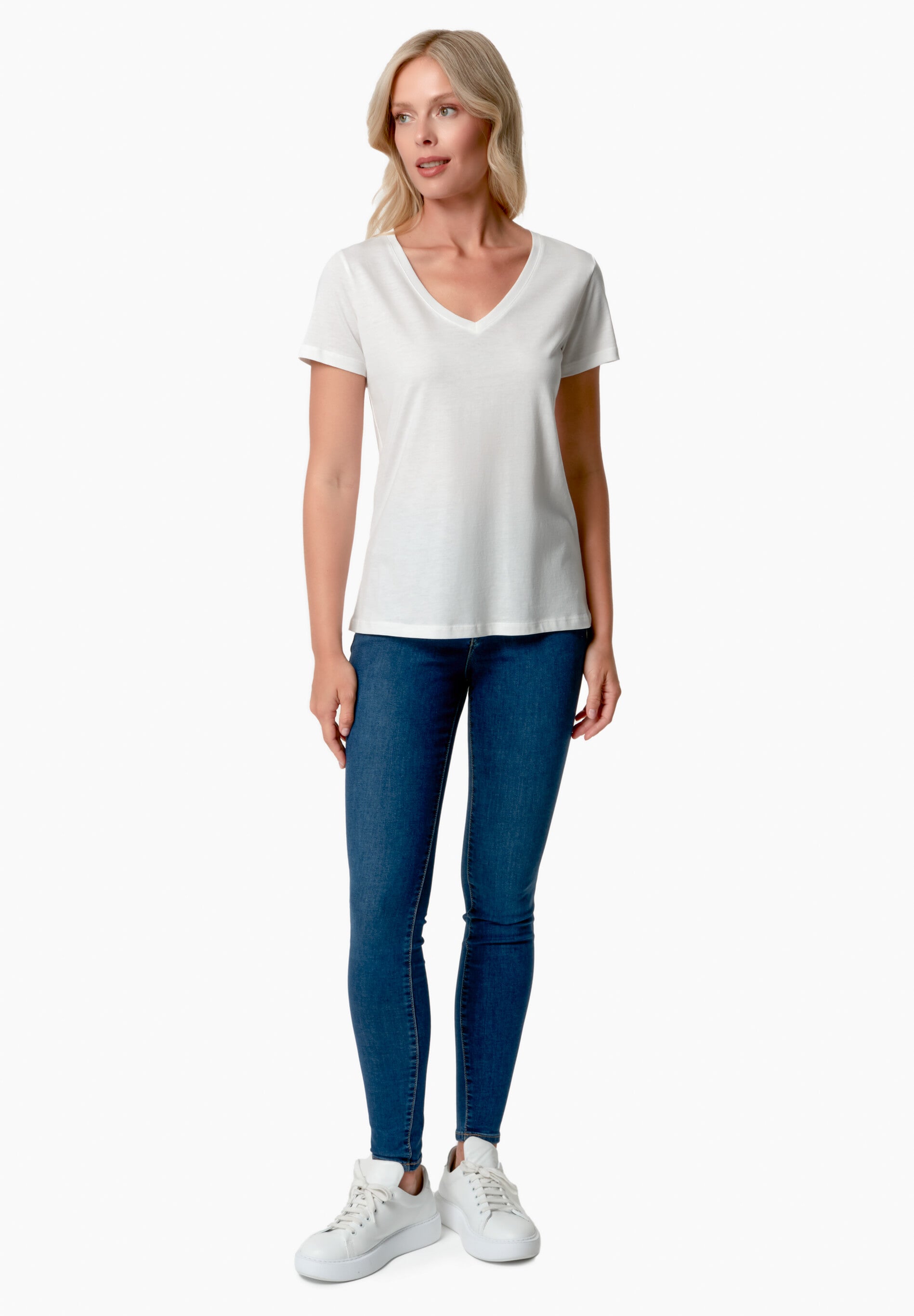 TAMARRA | T-Shirt aus TENCEL™ Modal und Bio-Baumwolle mit V-Ausschnitt