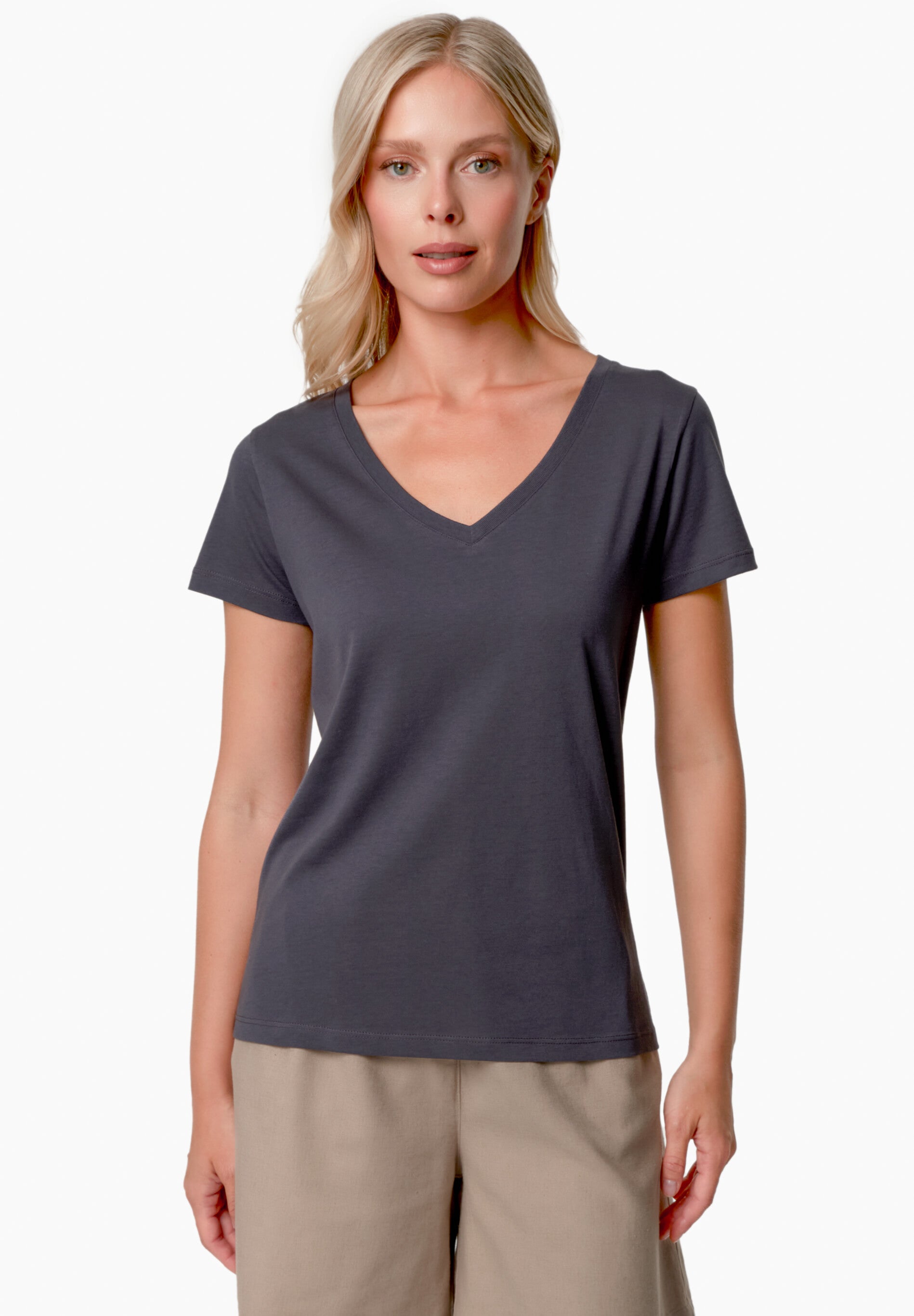 TAMARRA | T-Shirt aus TENCEL™ Modal und Bio-Baumwolle mit V-Ausschnitt