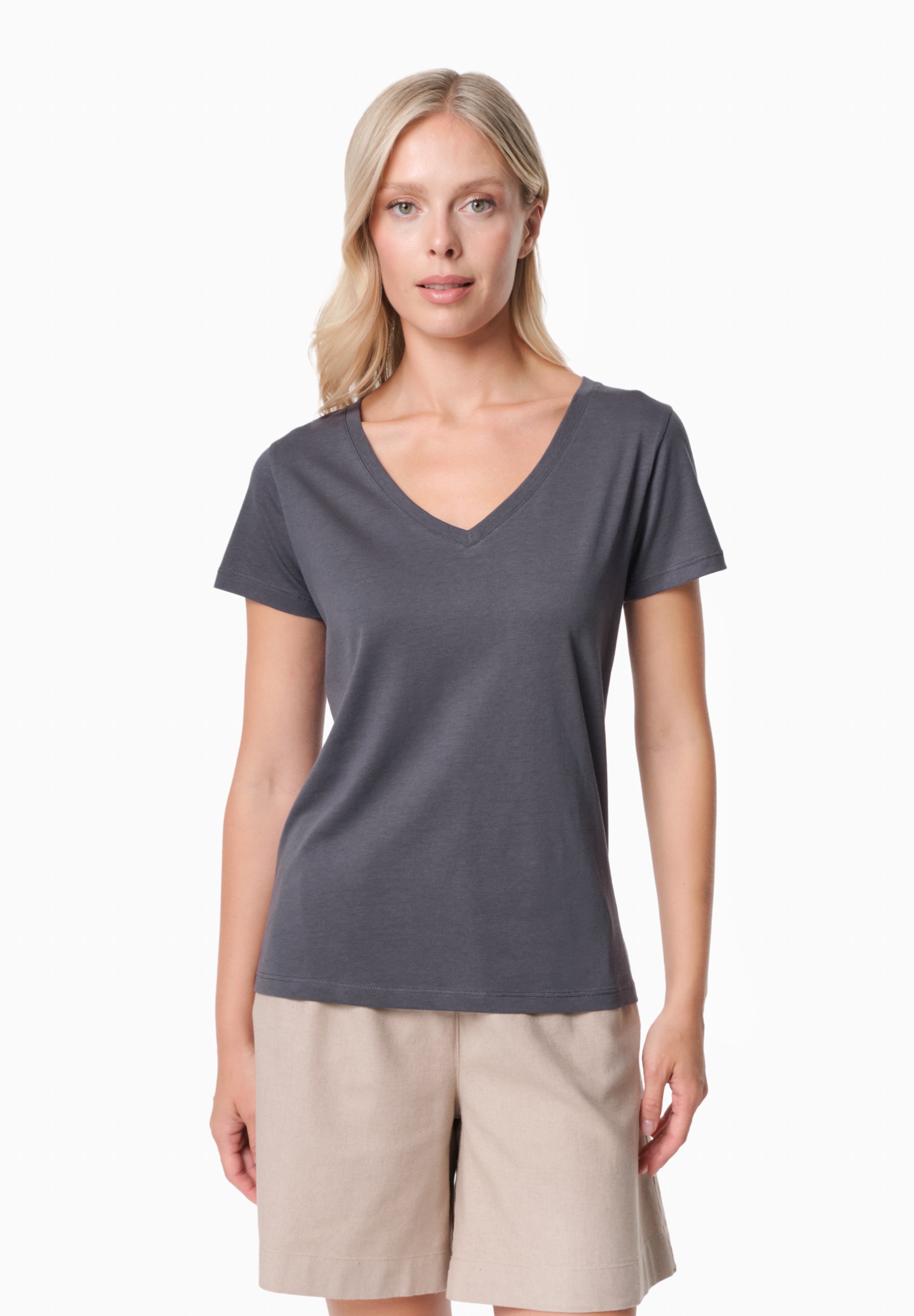 TAMARRA | T-Shirt aus TENCEL™ Modal und Bio-Baumwolle mit V-Ausschnitt