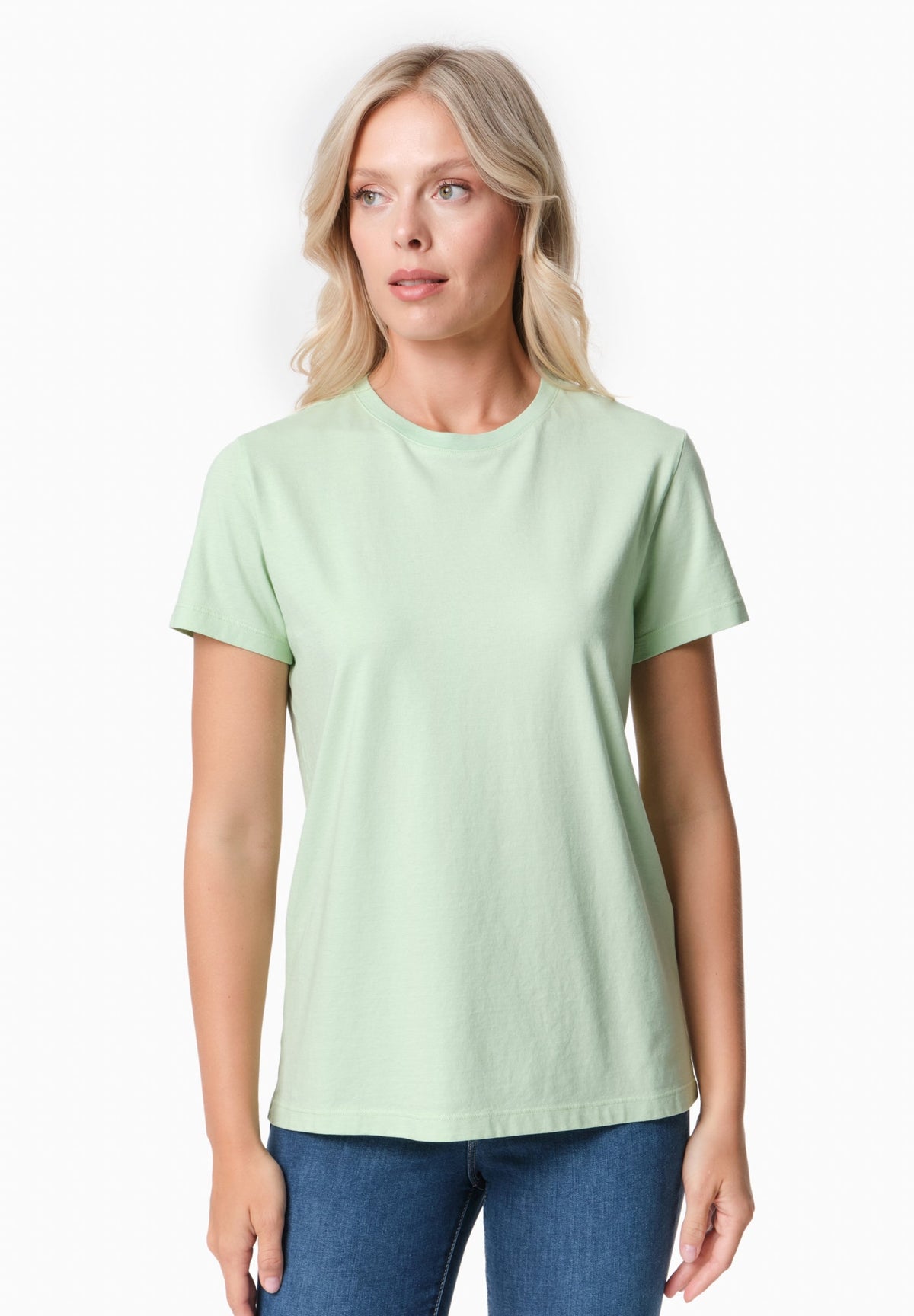 TENNUR Damen Basic T-Shirt Bio-Baumwolle – Foam Green