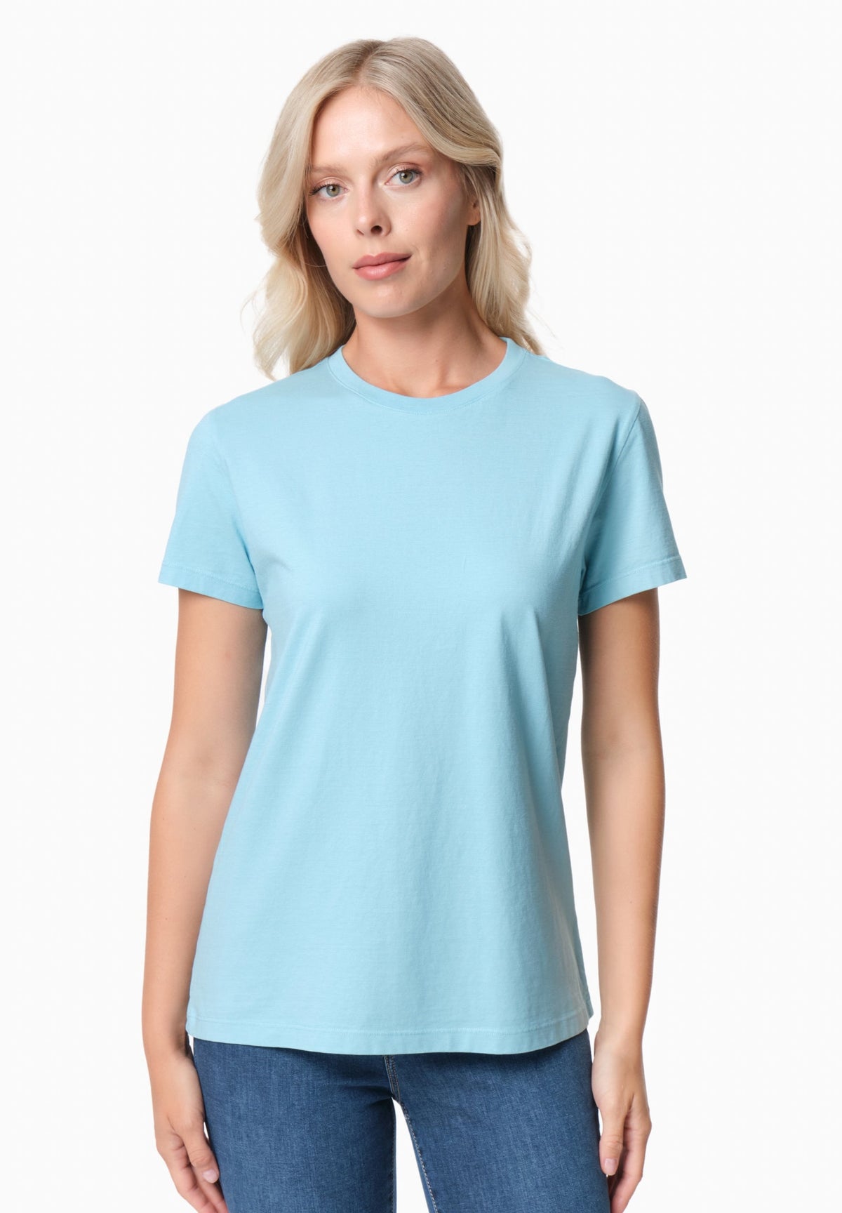 TENNUR Damen Basic T-Shirt Bio-Baumwolle – Retro Blue