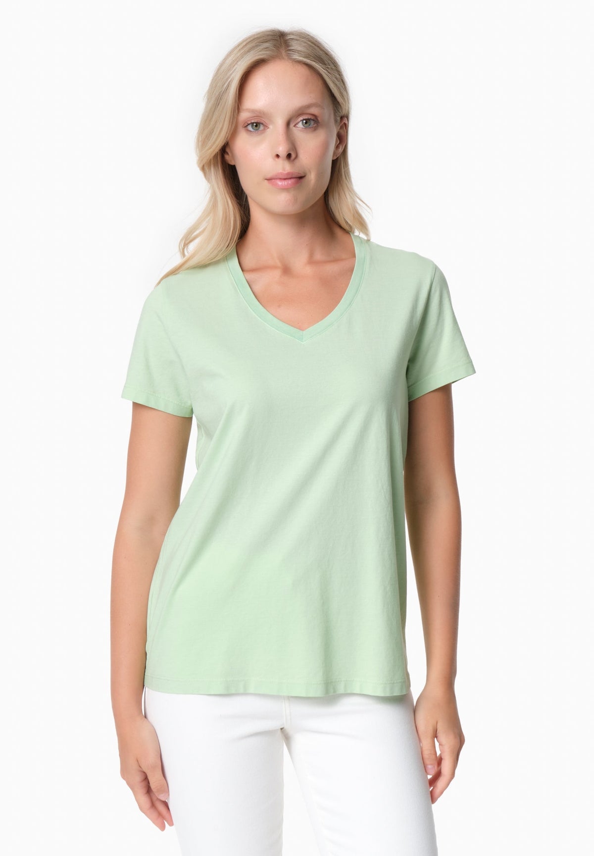 TESSA Damen Basic T-Shirt Bio-Baumwolle – Foam Green