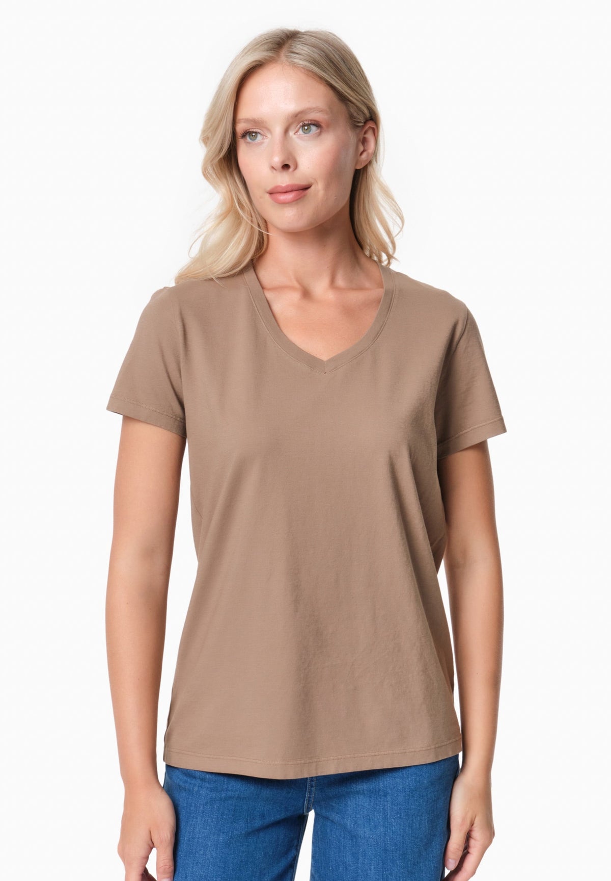 TESSA Damen Basic T-Shirt Bio-Baumwolle – Gravel