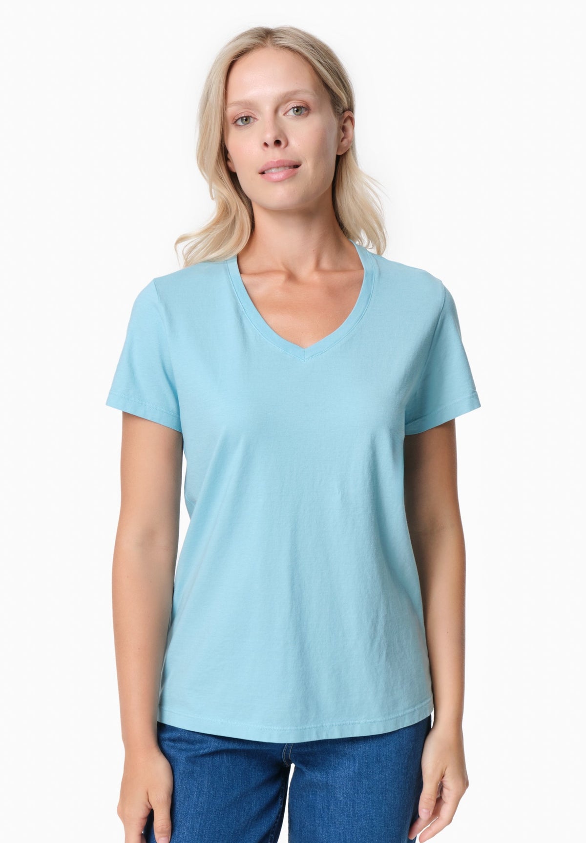 TESSA Damen Basic T-Shirt Bio-Baumwolle – Retro Blue