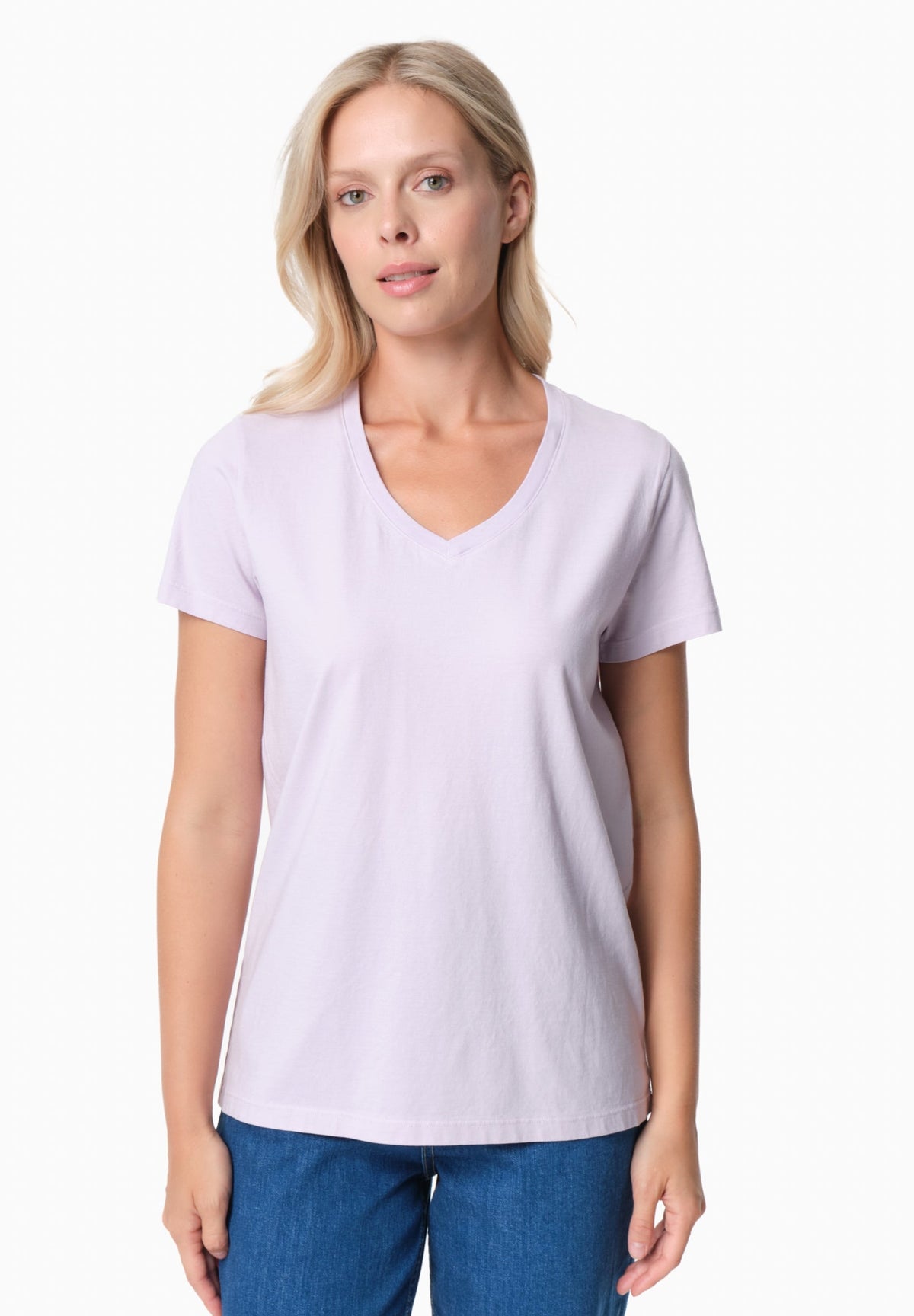 TESSA Damen Basic T-Shirt Bio-Baumwolle – Soft Lilac