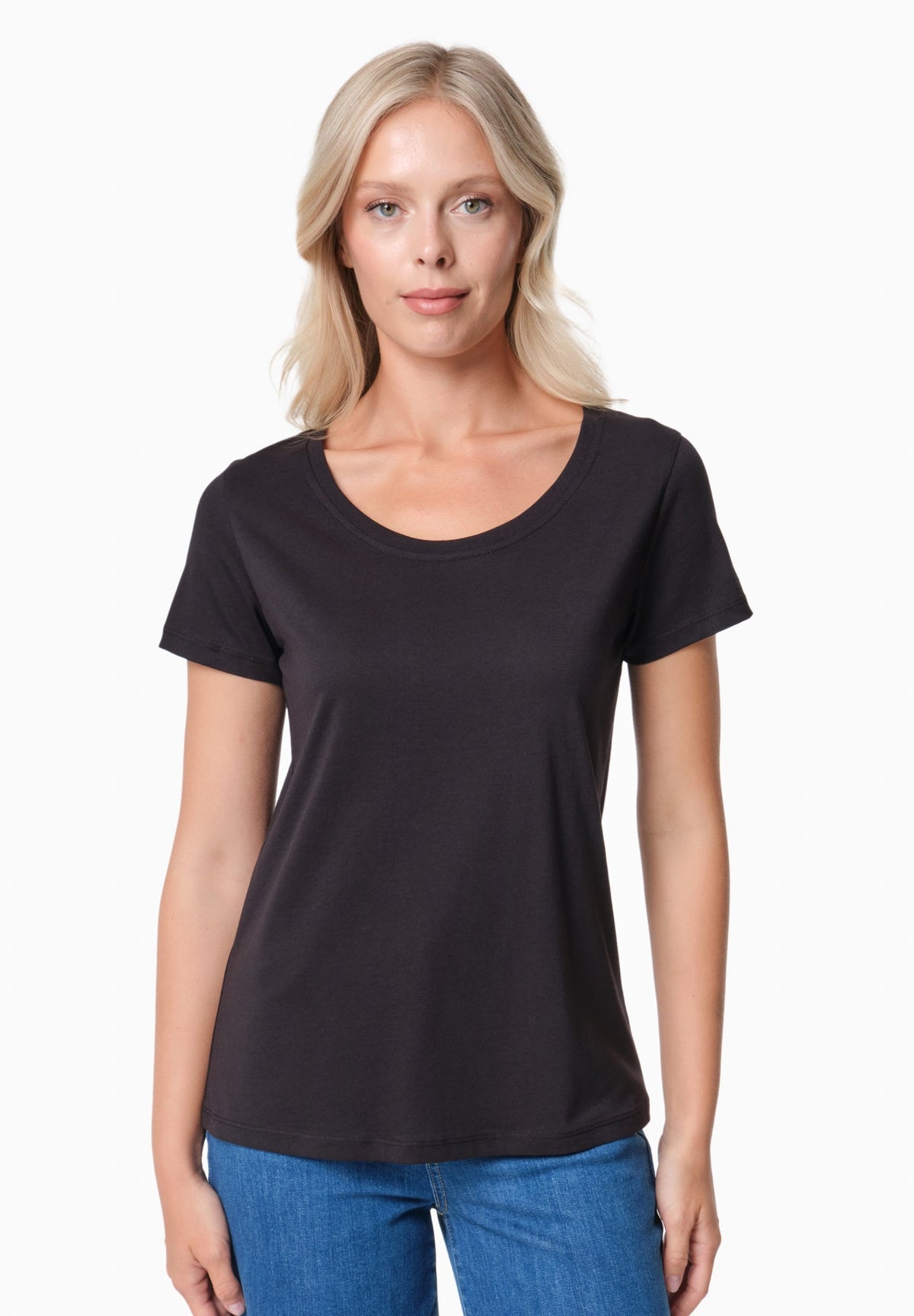 TIJEEN Damen T-Shirt TENCEL™ Modal und Bio-Baumwolle – Black