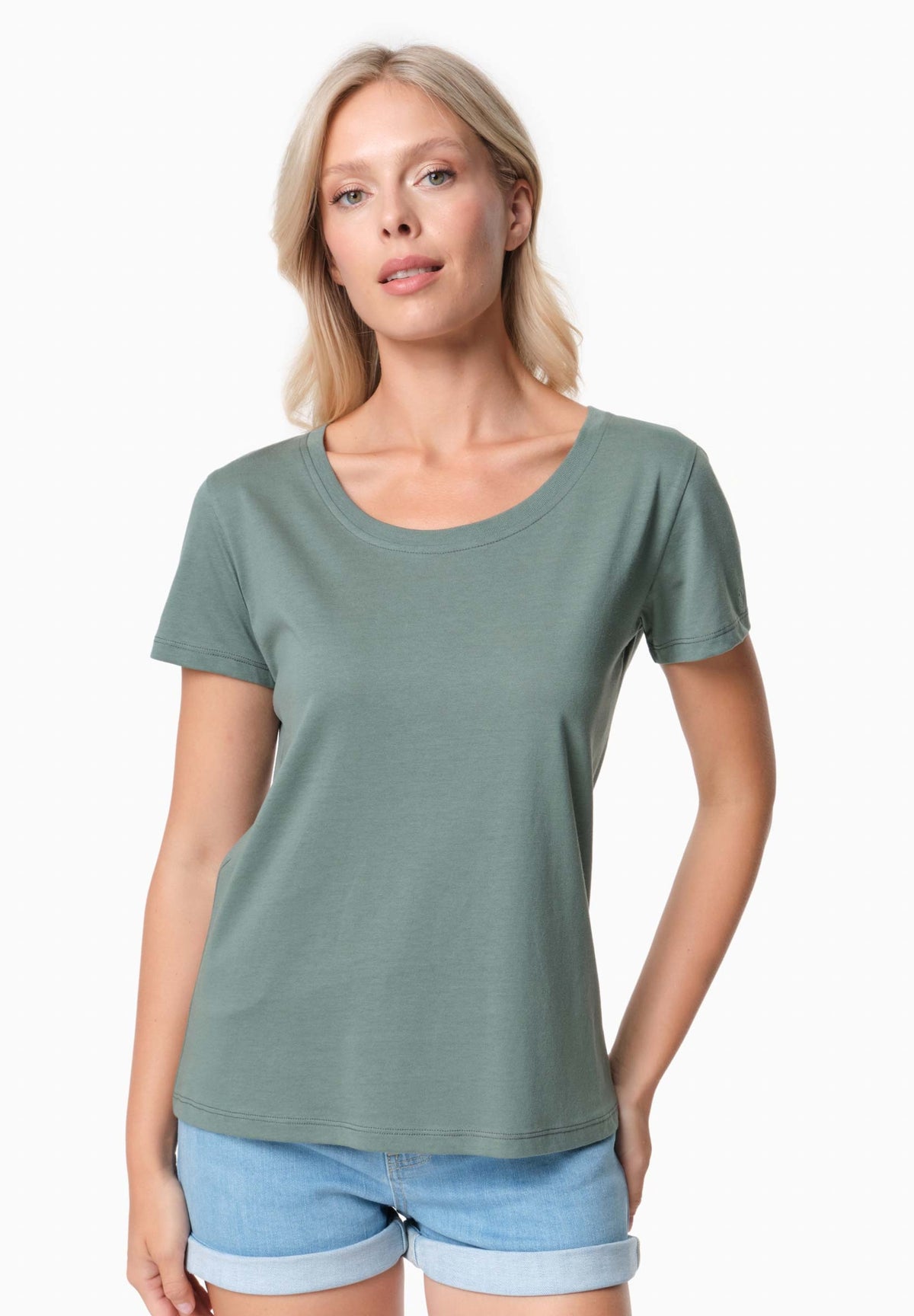 TIJEEN Damen T-Shirt TENCEL™ Modal und Bio-Baumwolle – Green Tea