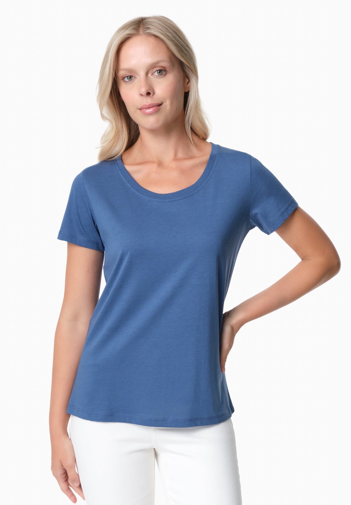 TIJEEN Damen T-Shirt TENCEL™ Modal und Bio-Baumwolle – Light Navy