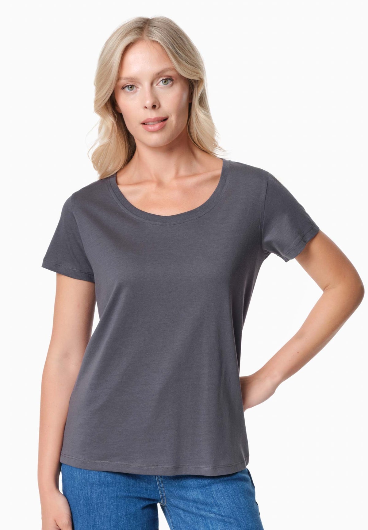 TIJEEN Damen T-Shirt TENCEL™ Modal und Bio-Baumwolle – Shadow