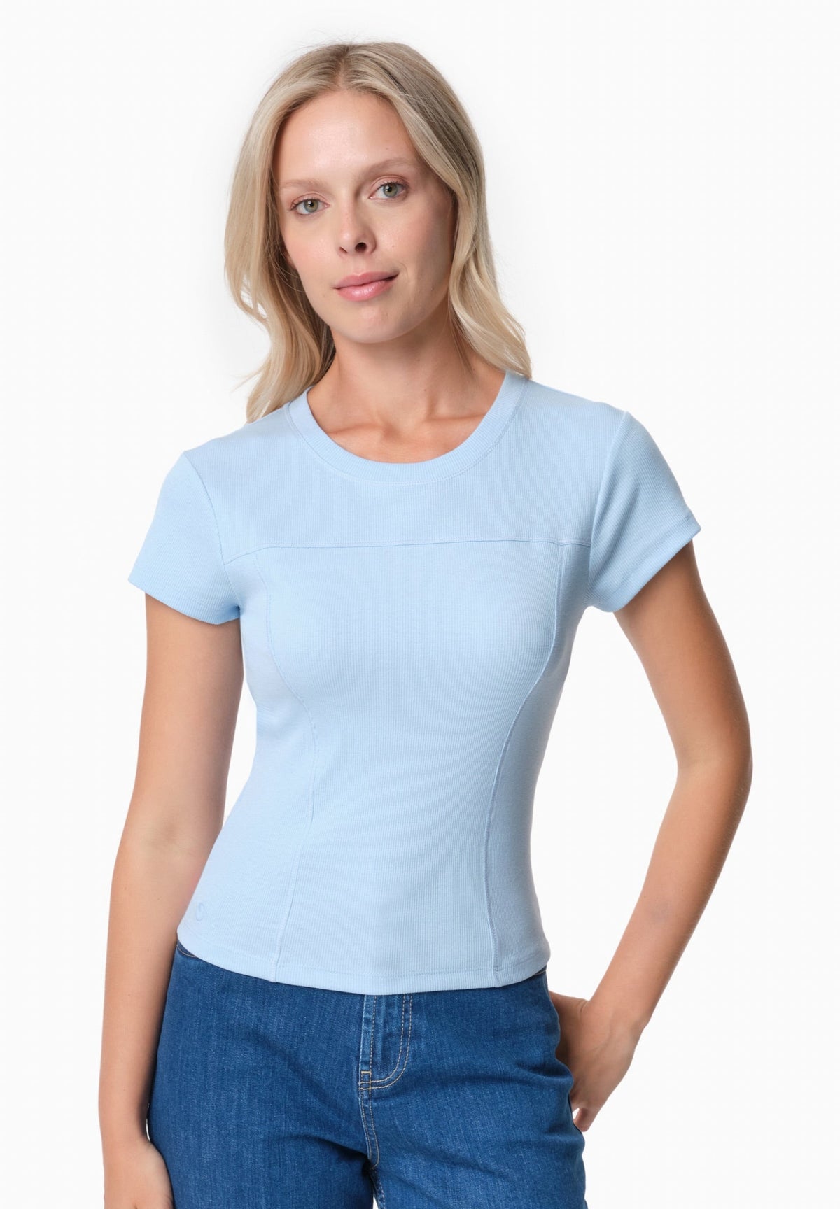 TILLDA Damen Rib T-Shirt TENCEL™ Modal und Bio-Baumwolle – Seashell Blue