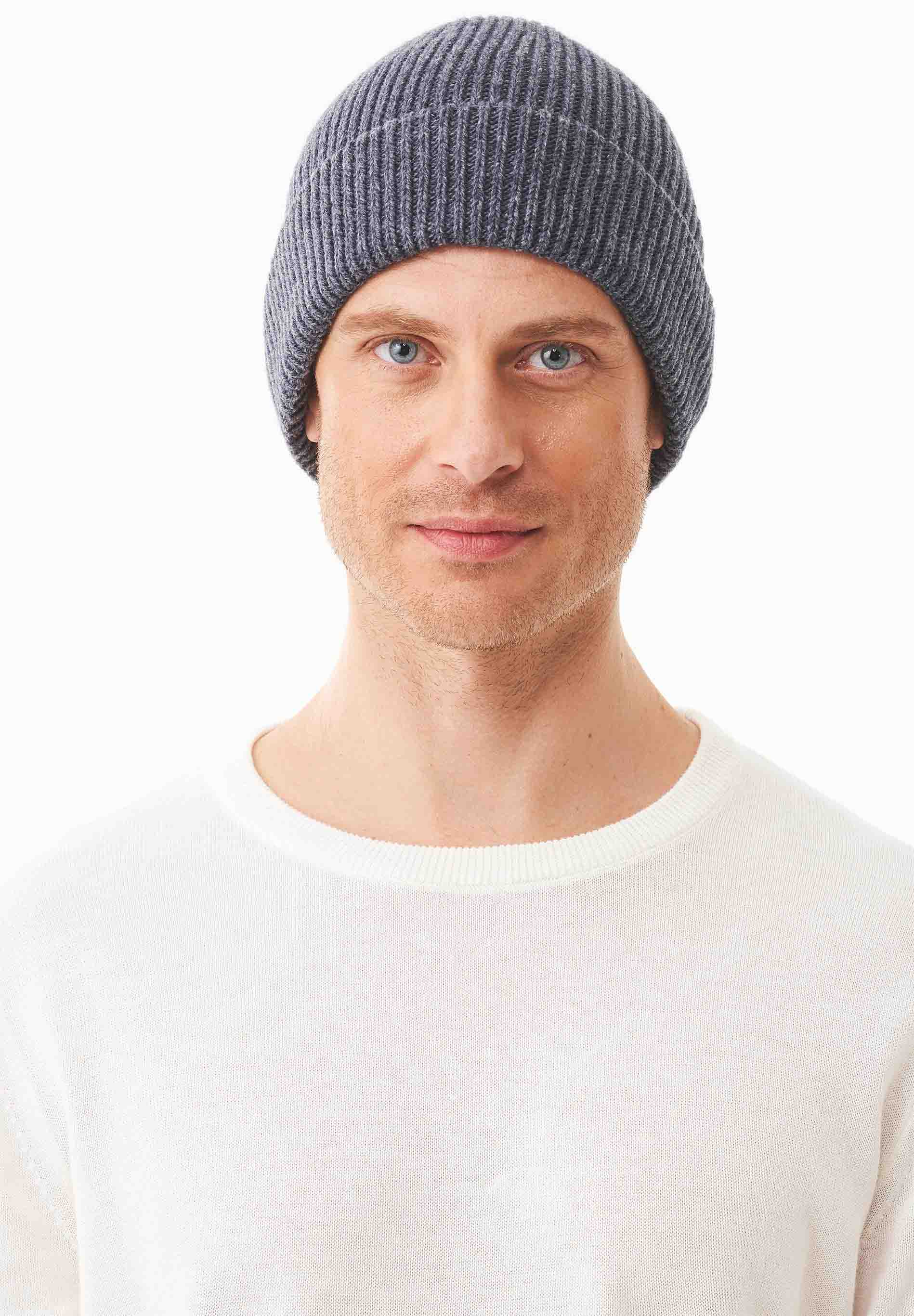 Unisex Strick-Beanie aus Bio-Merinowolle und Bio-Baumwolle