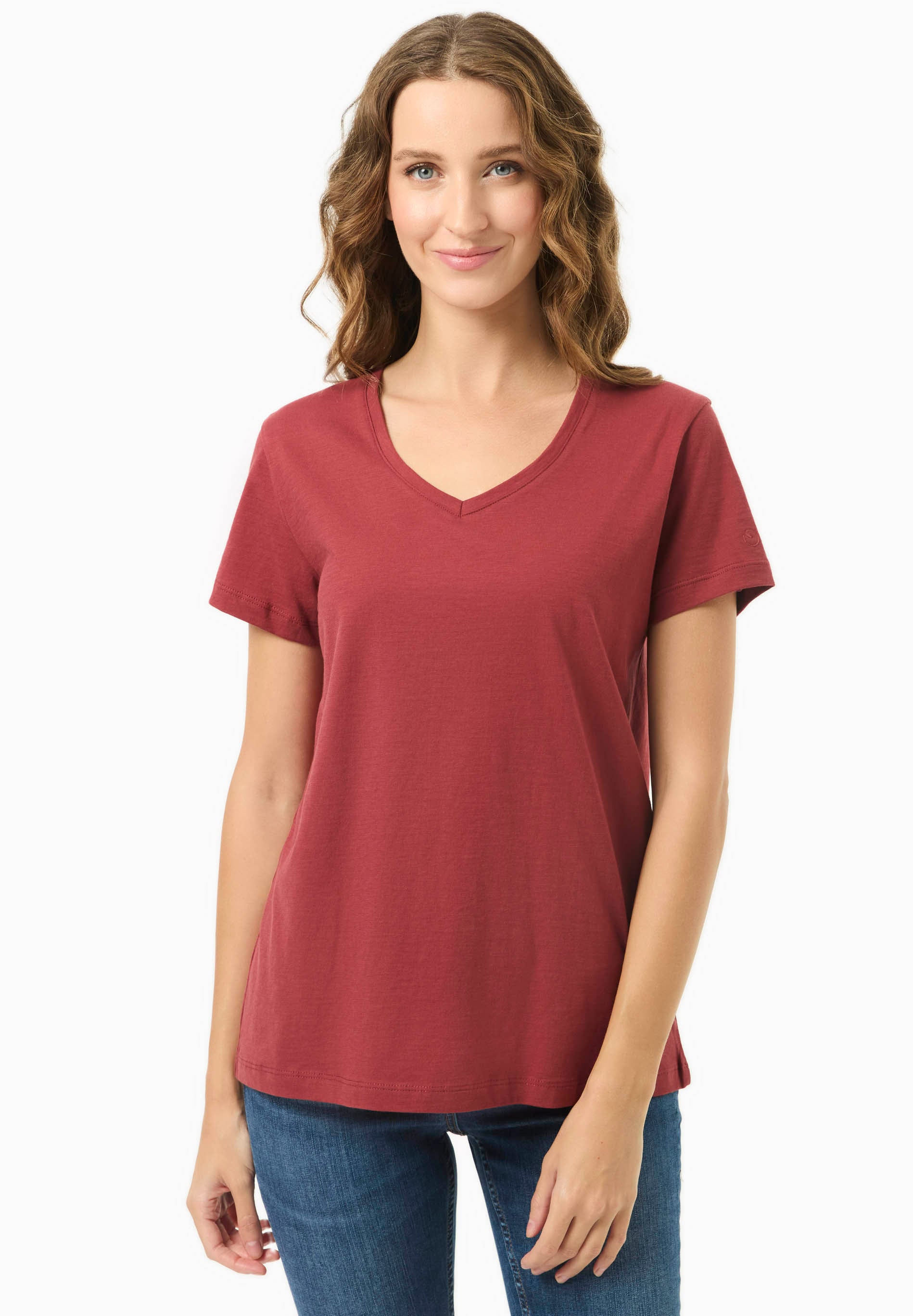 Basic T-Shirt aus Bio-Baumwolle mit V-Ausschnitt