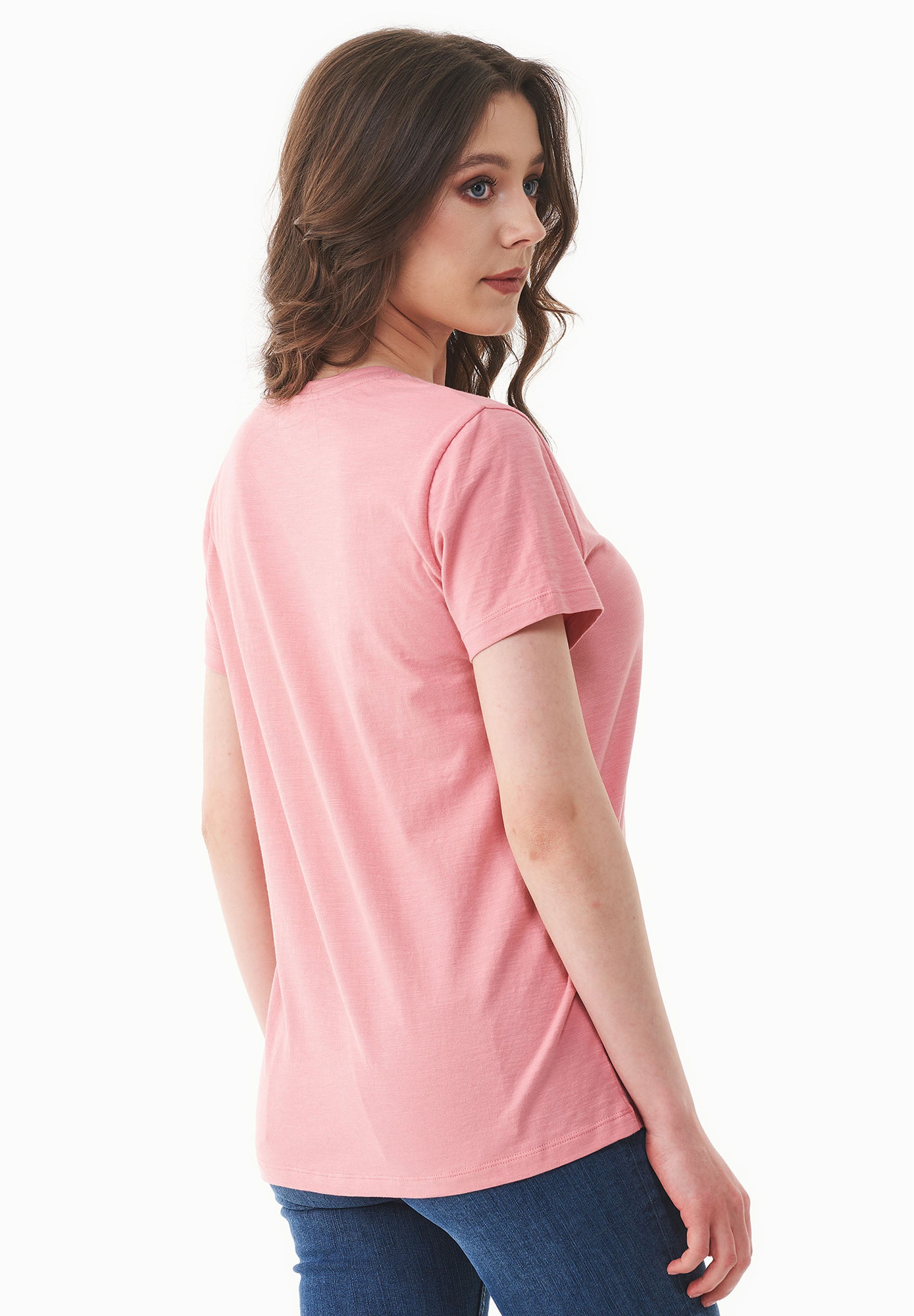 Basic T-Shirt aus Bio-Baumwolle mit V-Ausschnitt