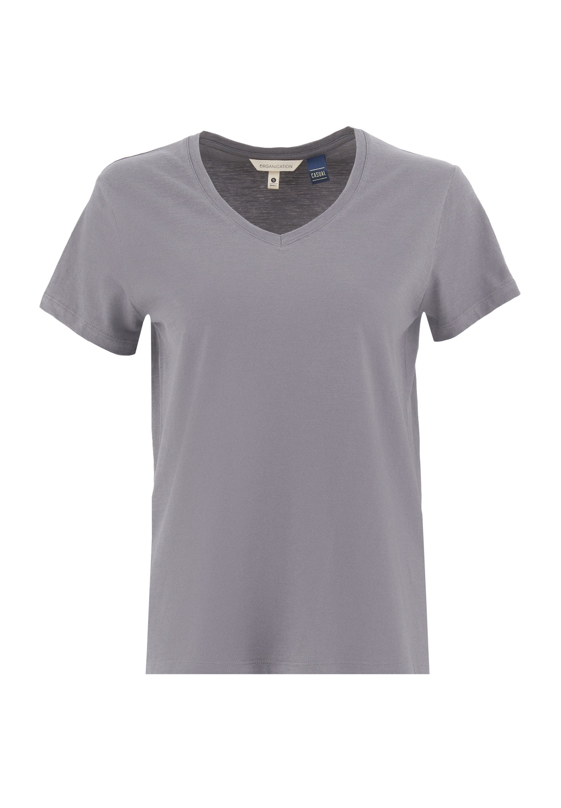 Basic T-Shirt aus Bio-Baumwolle mit V-Ausschnitt