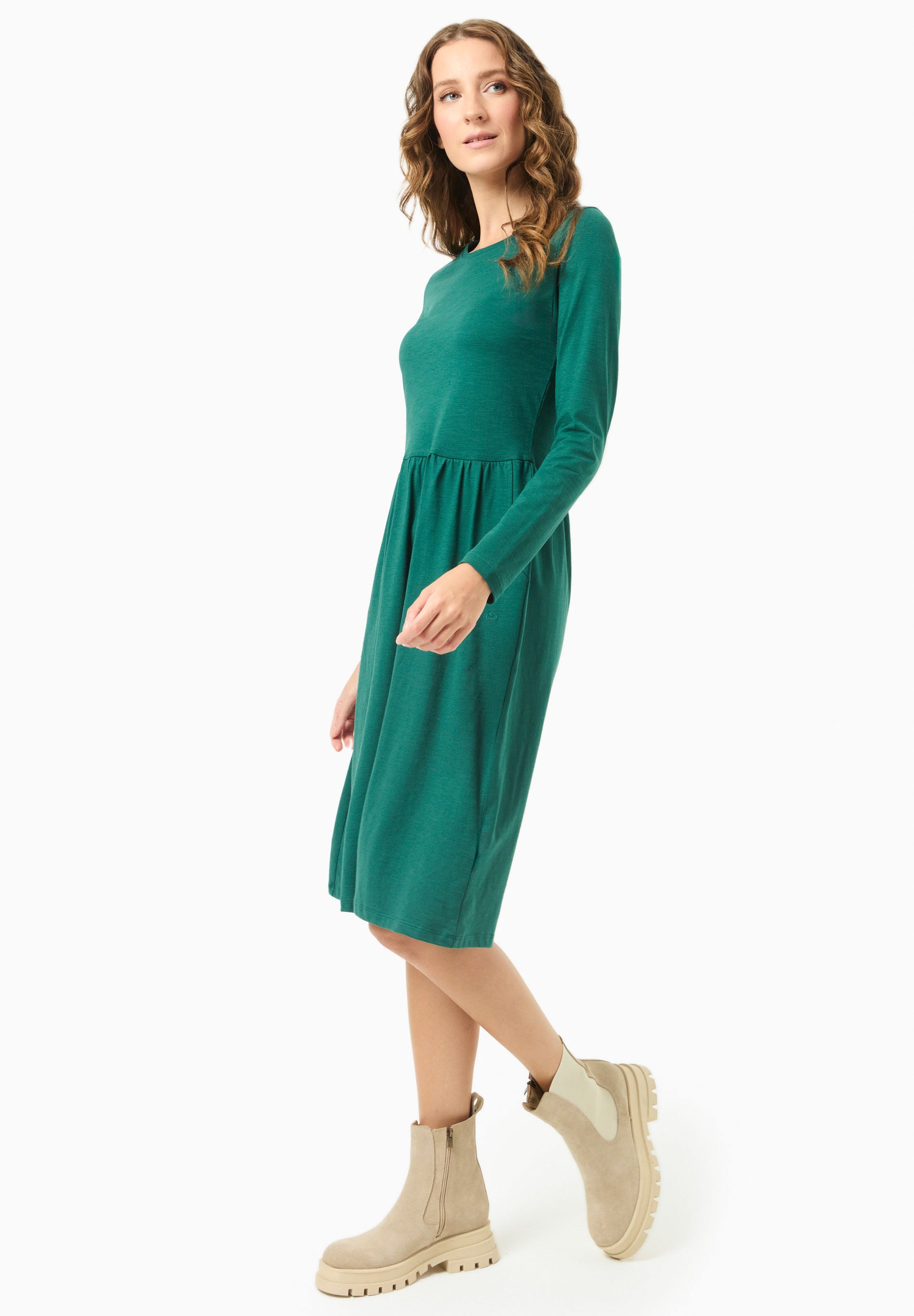 Langarm-Jerseykleid aus Bio-Baumwolle