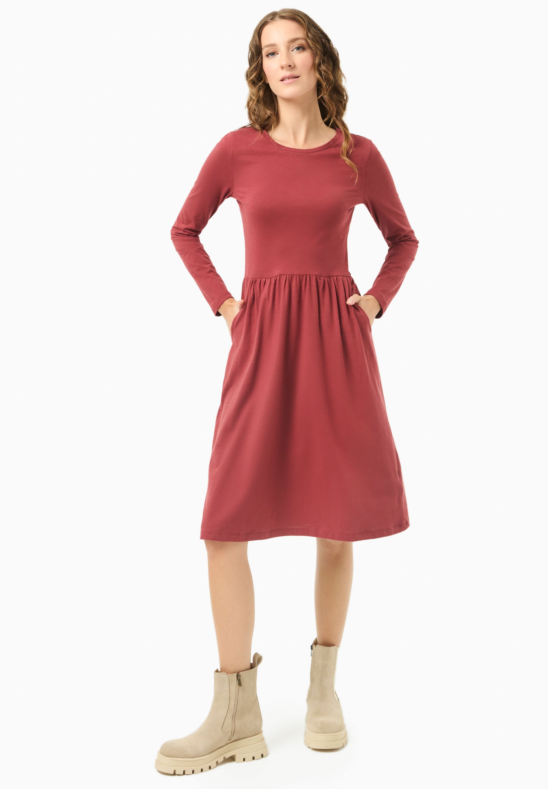 Langarm-Jerseykleid aus Bio-Baumwolle