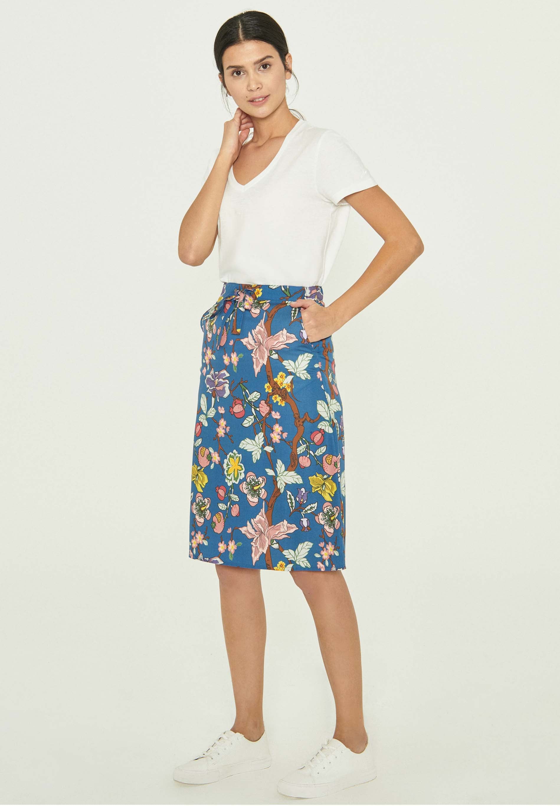 Midirock aus TENCEL™ Lyocell mit Allover-Print