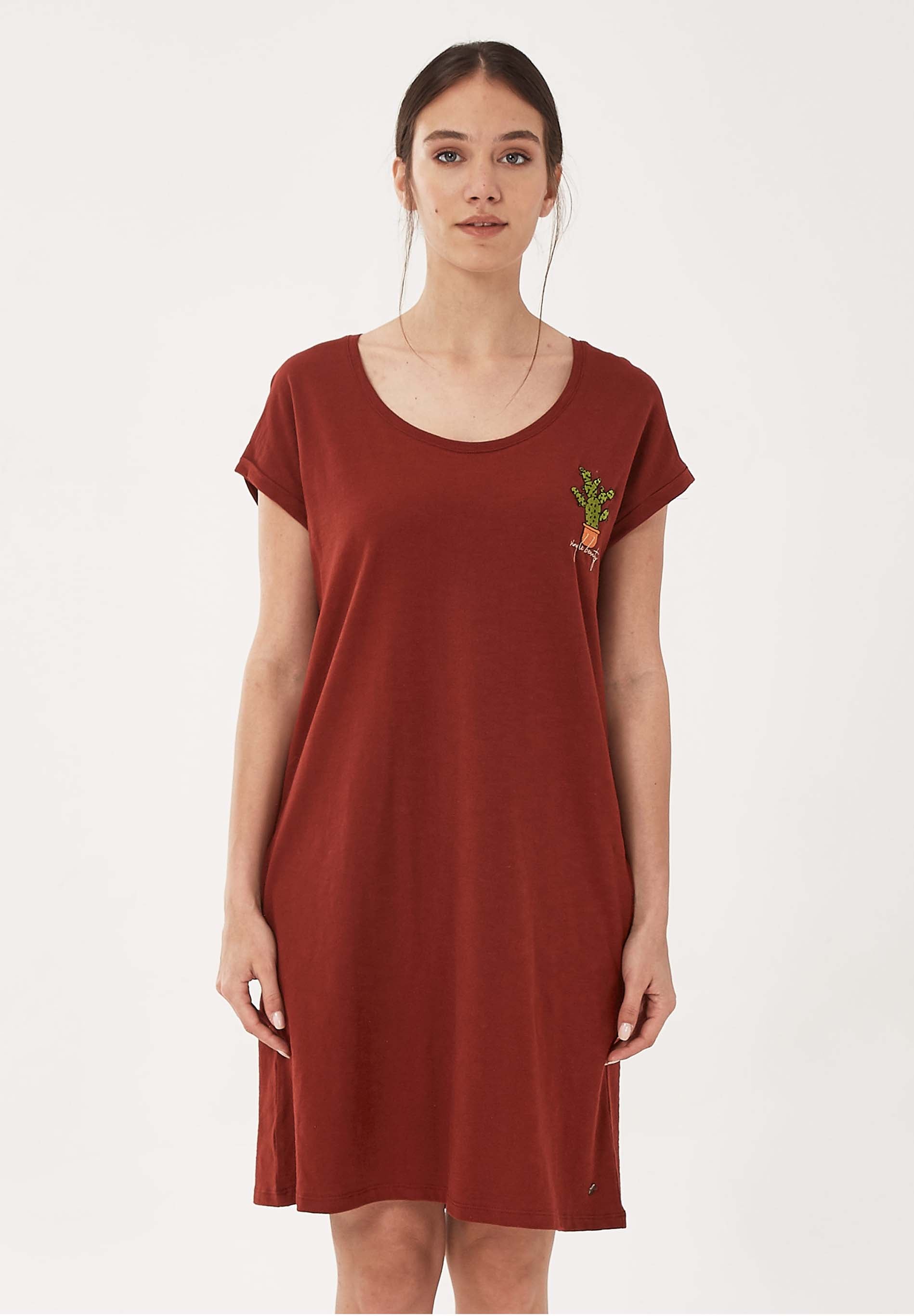 Slub-Jersey-Kleid aus Bio-Baumwolle mit Stickerei