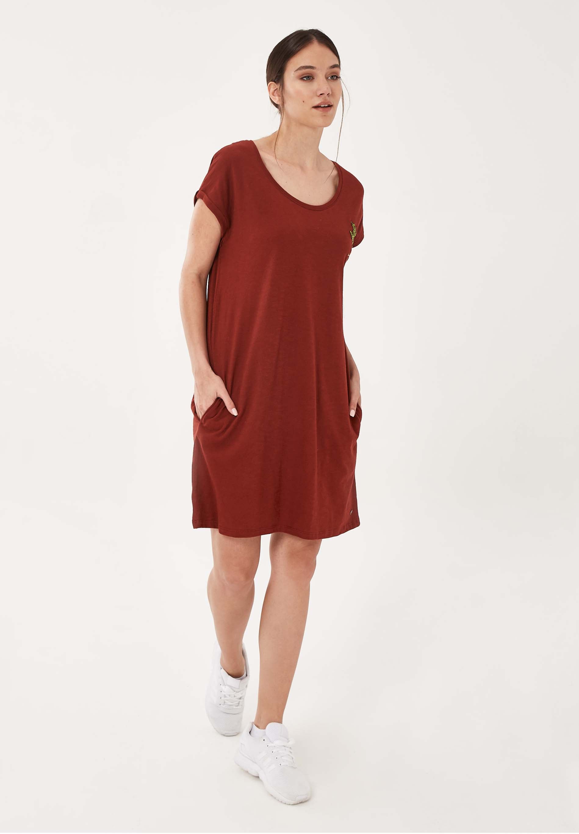 Slub-Jersey-Kleid aus Bio-Baumwolle mit Stickerei