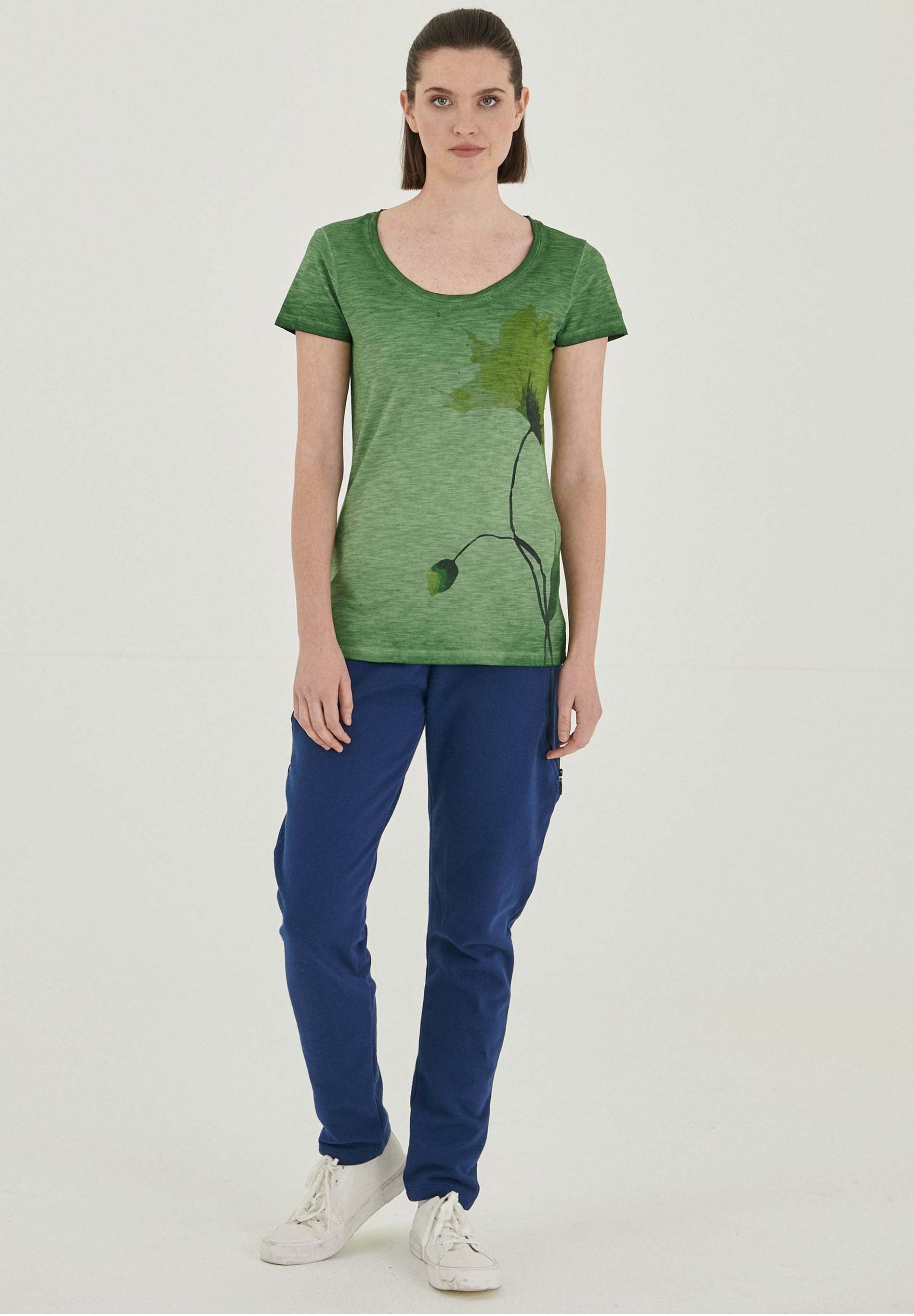 Garment Dyed T-Shirt aus Bio-Baumwolle mit Blumen-Print
