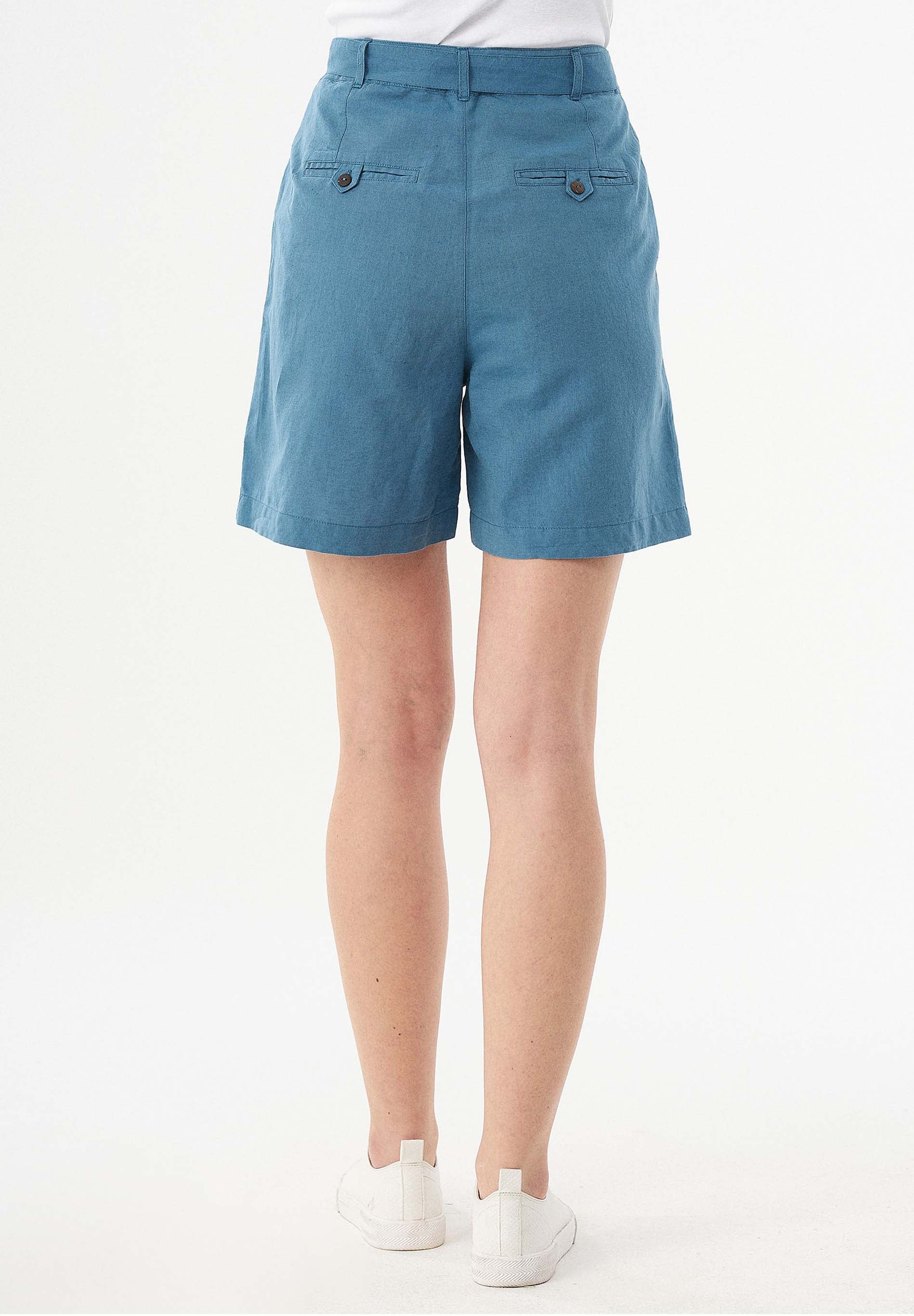 Shorts aus Leinengemisch mit Bindegürtel