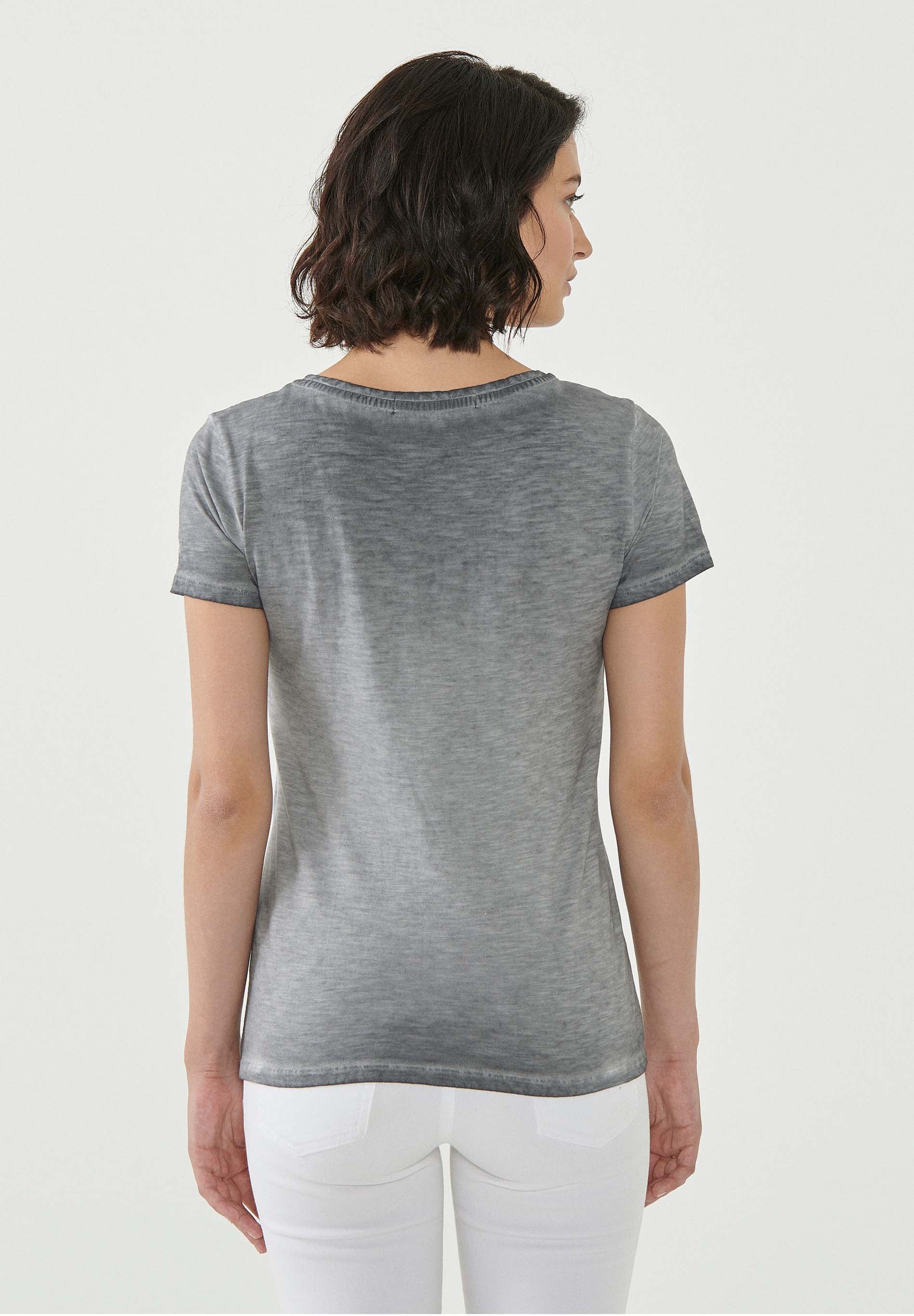 Garment Dyed T-Shirt aus Bio-Baumwolle mit Fahrrad-Print