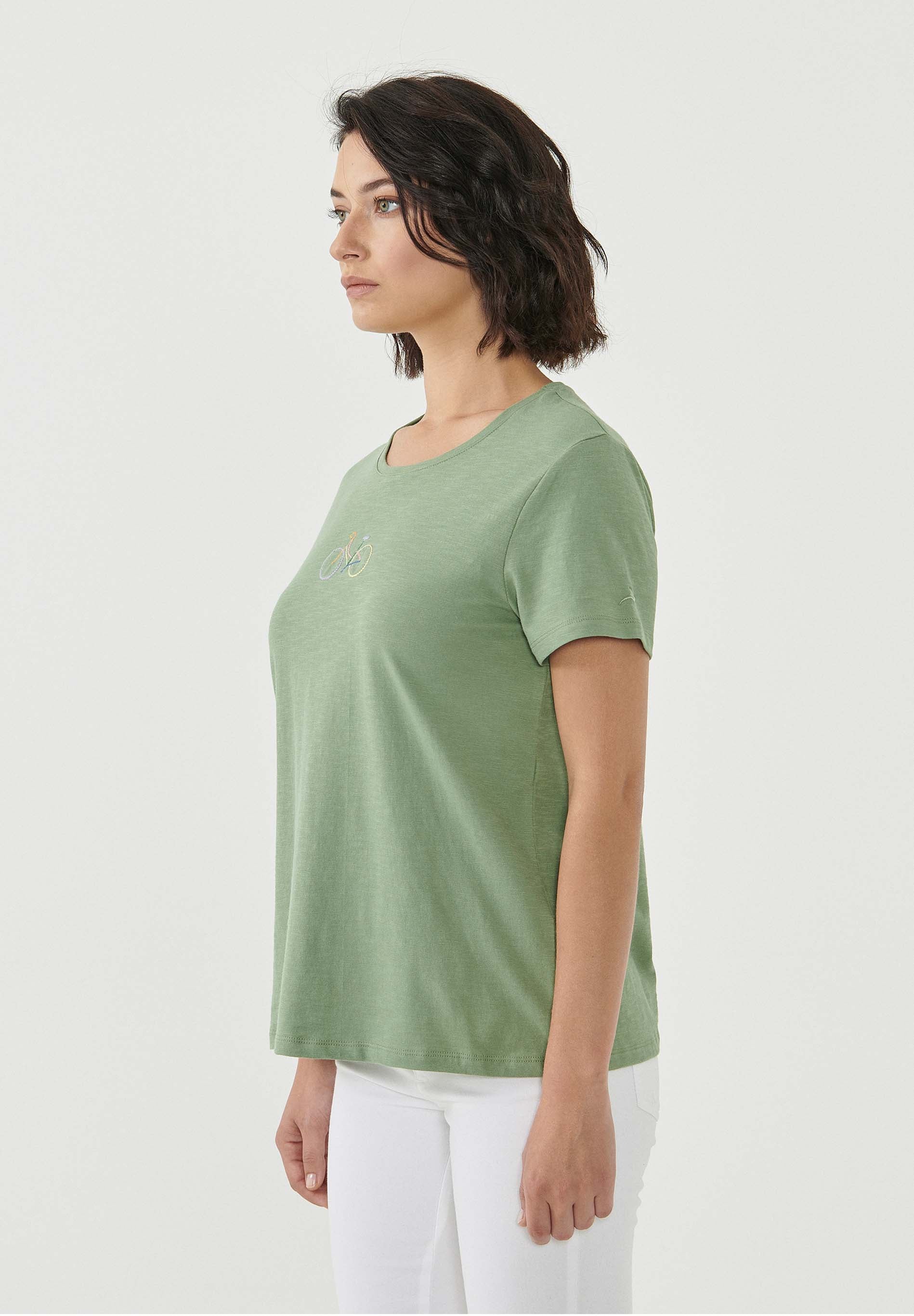 T-Shirt aus Bio-Baumwolle mit Fahrrad-Stickerei