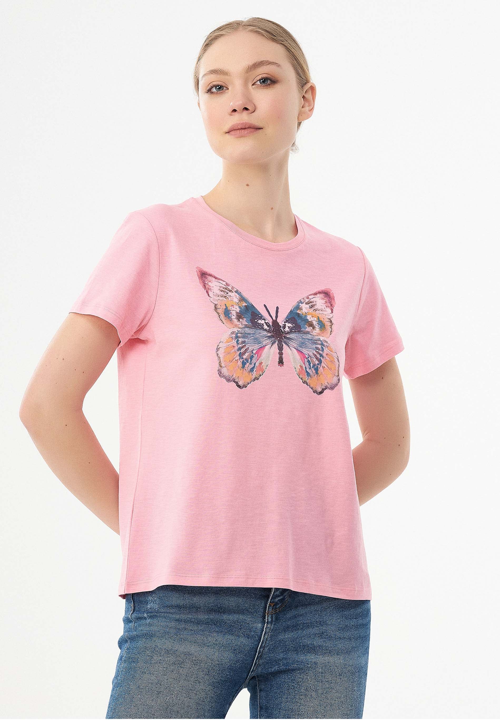 T-Shirt aus Bio-Baumwolle mit Schmetterling-Print