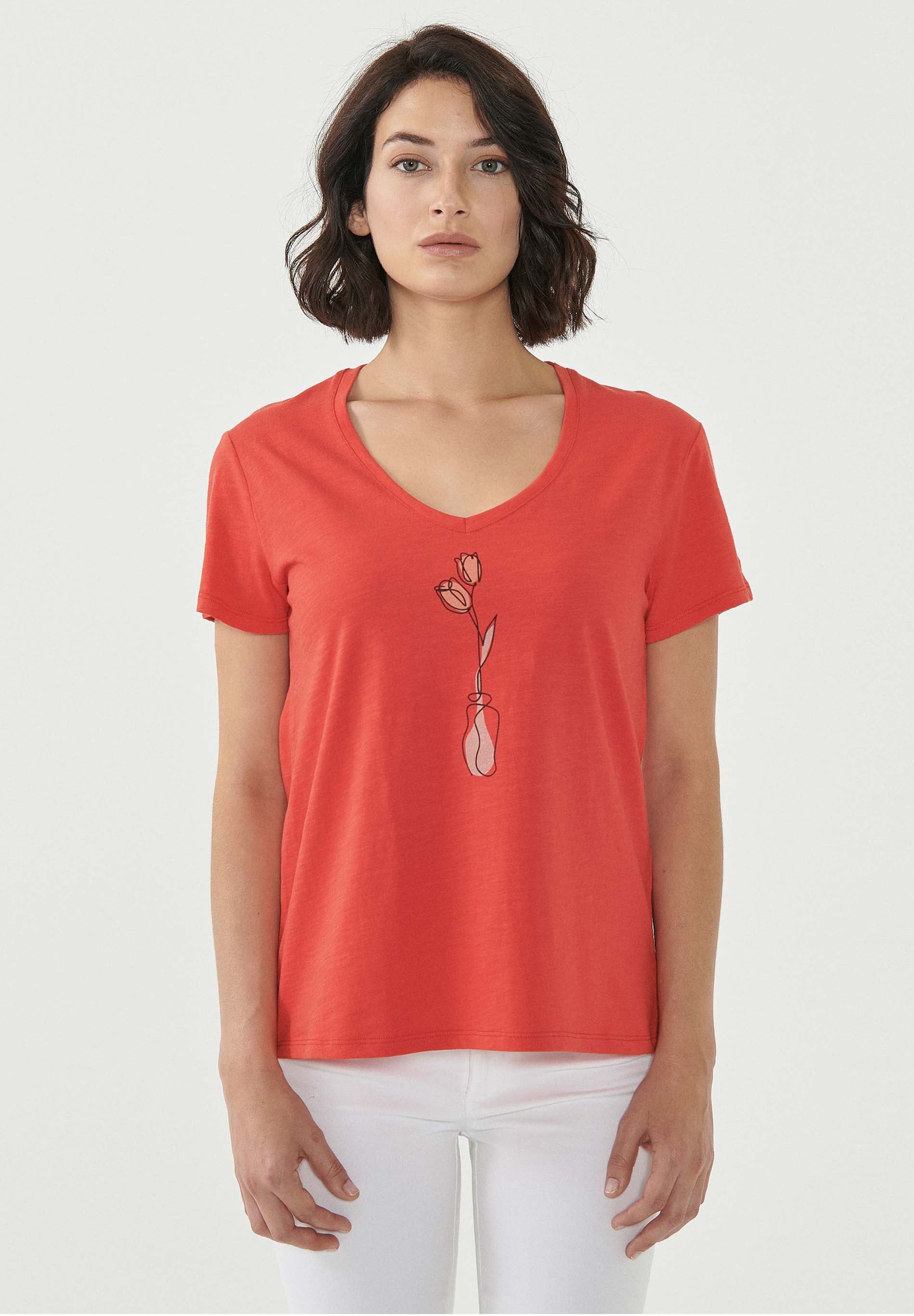 T-Shirt aus Bio-Baumwolle mit Blumen-Print