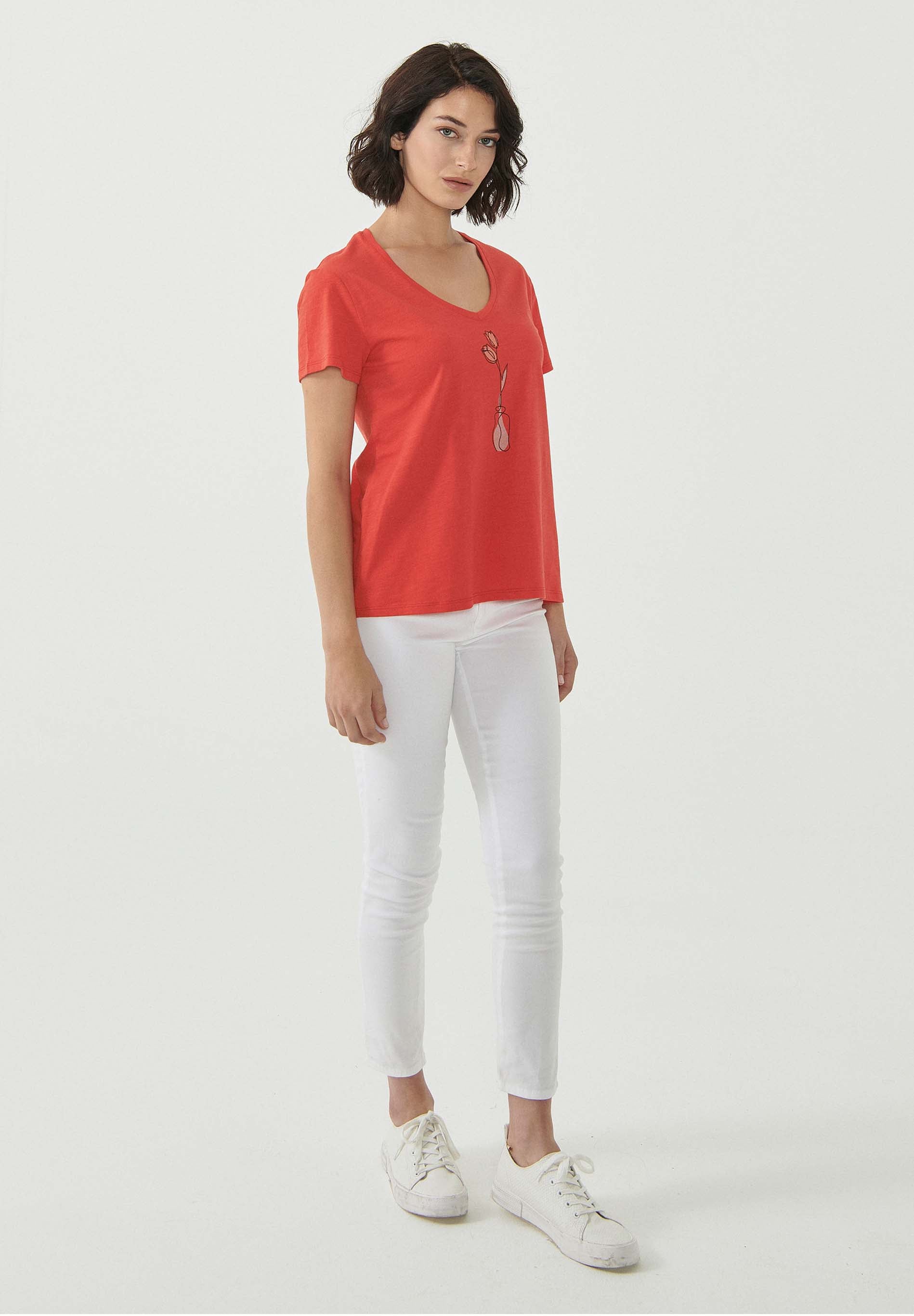 T-Shirt aus Bio-Baumwolle mit Blumen-Print