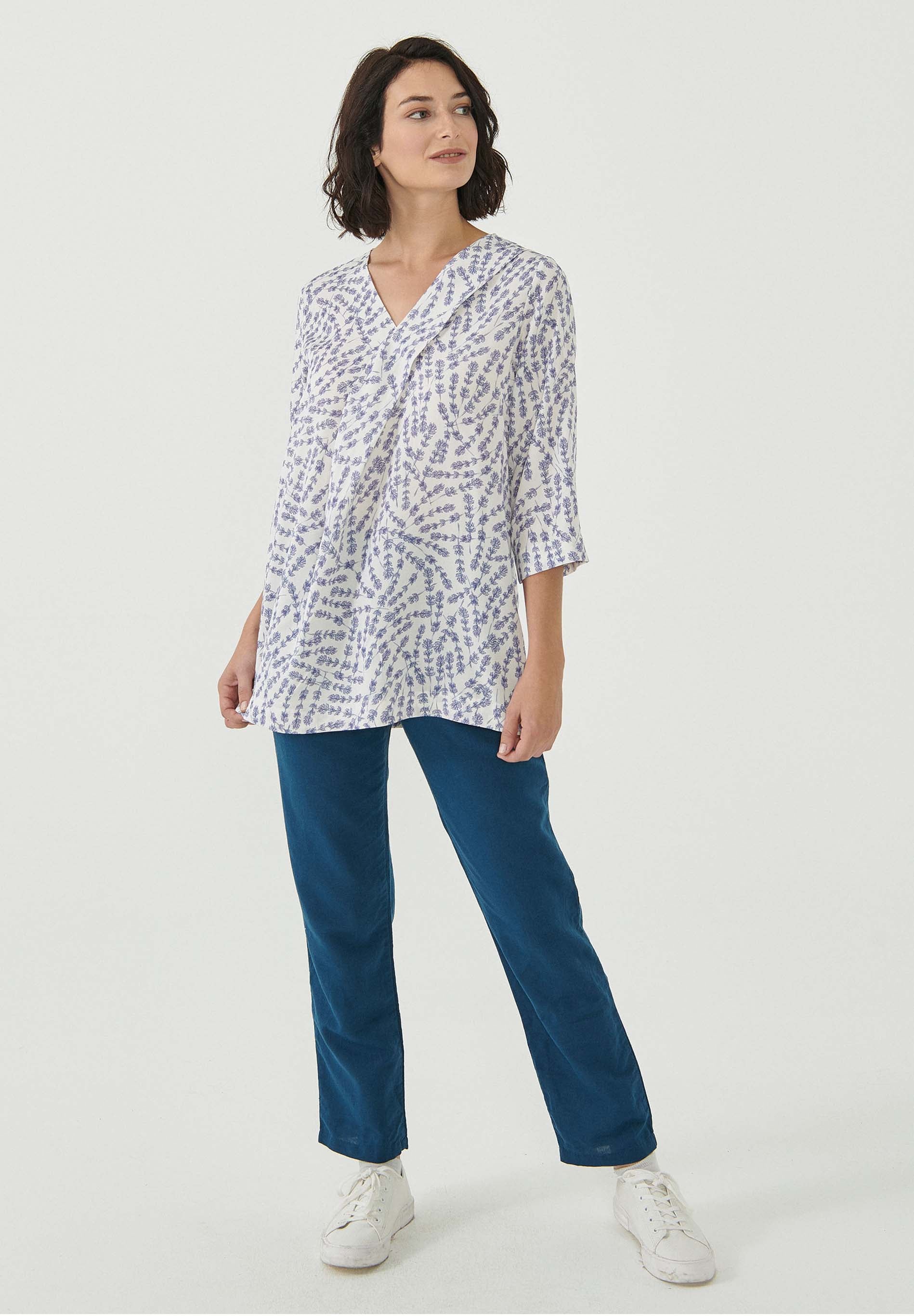 3/4-Arm Shirt aus TENCEL™ Lyocell mit Blumenmuster