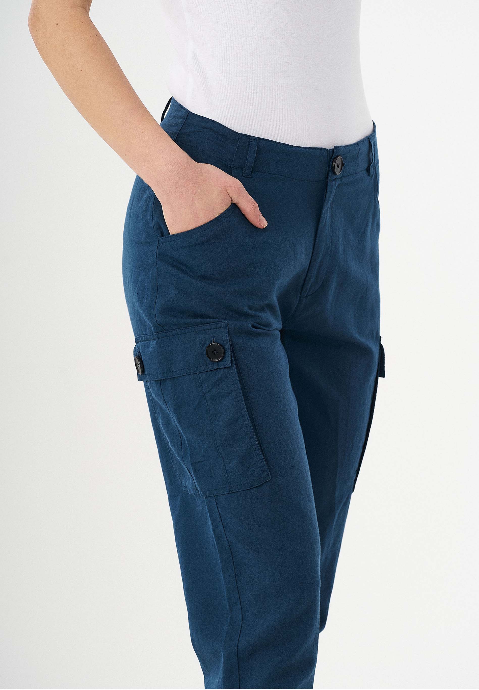 Cargohose aus Leinengemisch