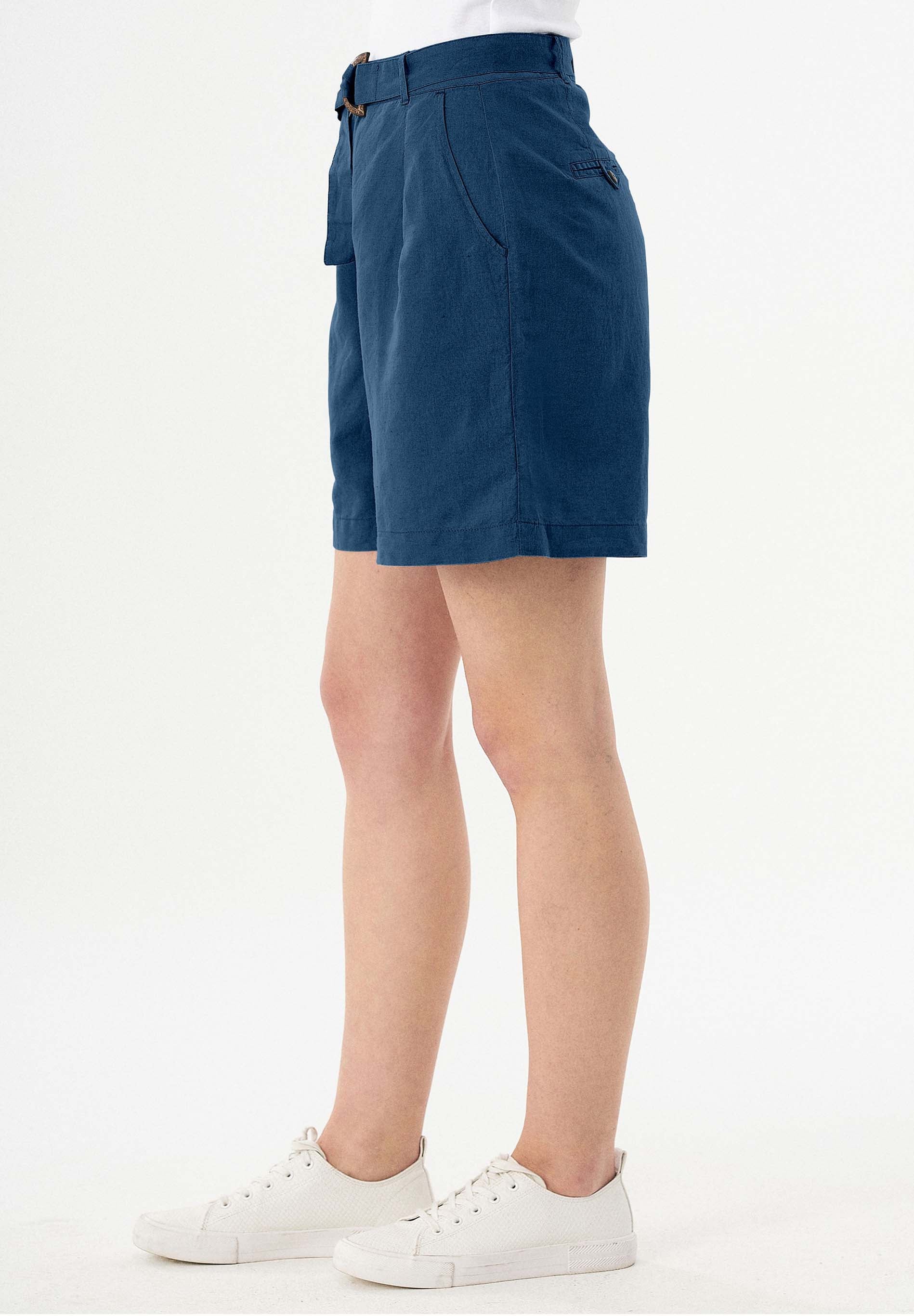 Shorts aus Leinengemisch mit Bindegürtel