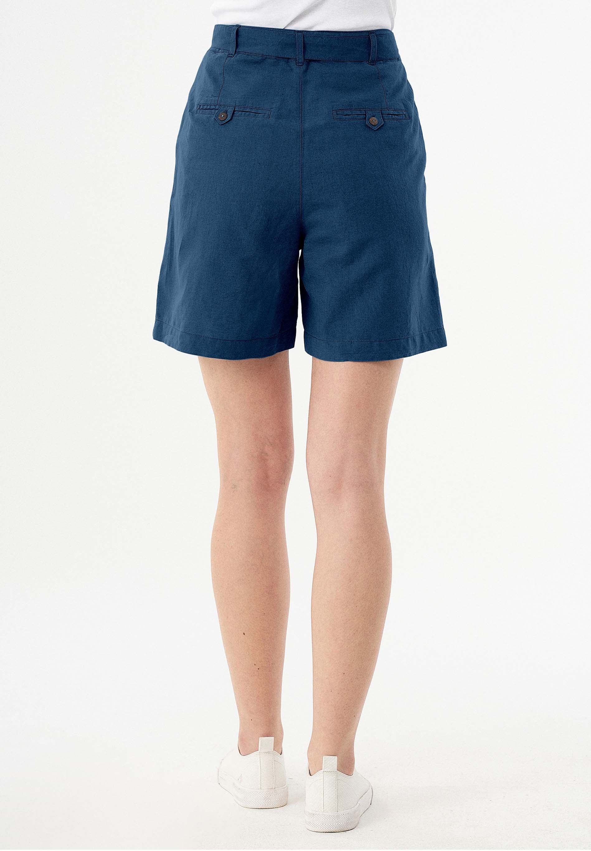 Shorts aus Leinengemisch mit Bindegürtel