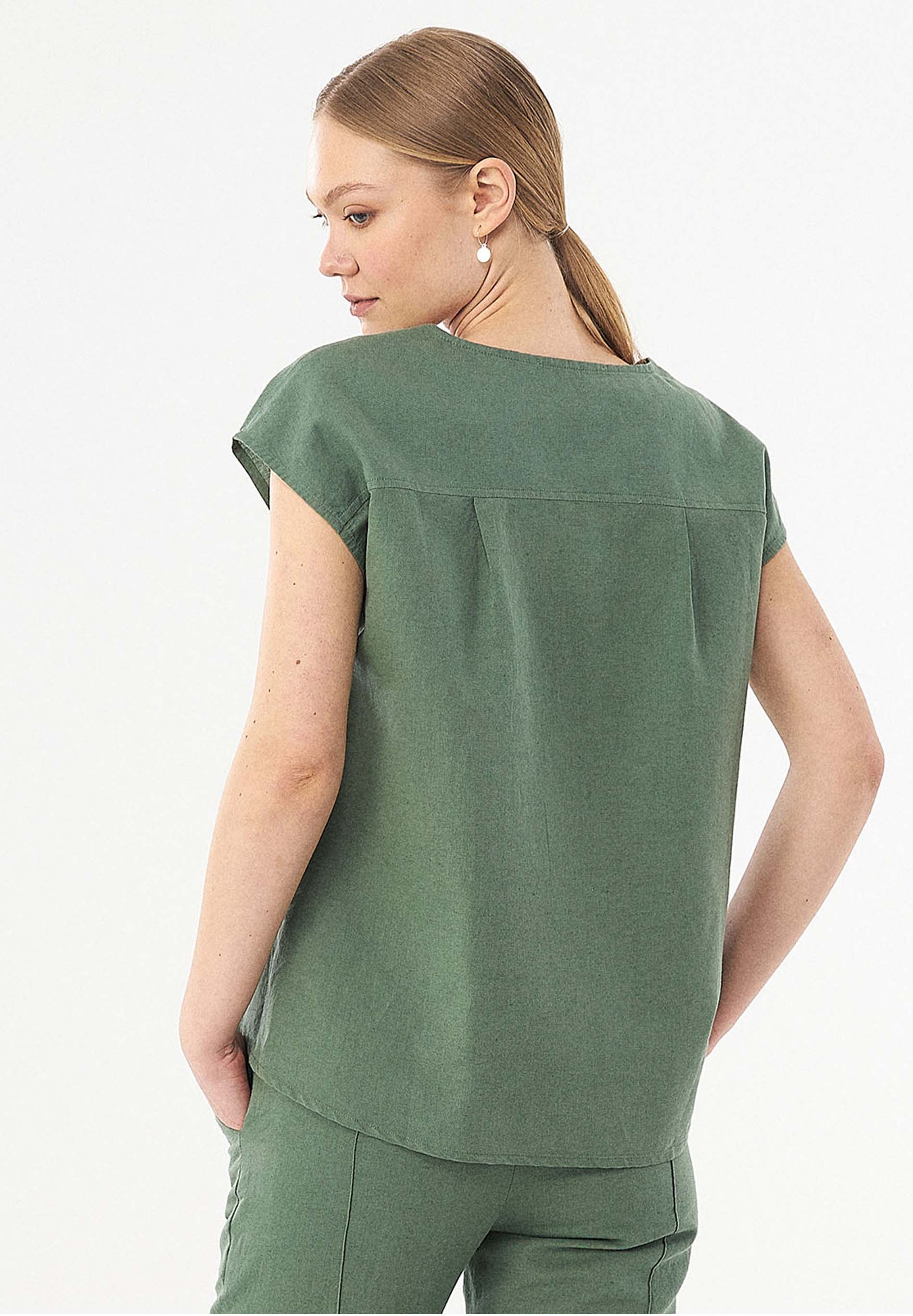 Bluse aus Leinen und Bio-Baumwolle