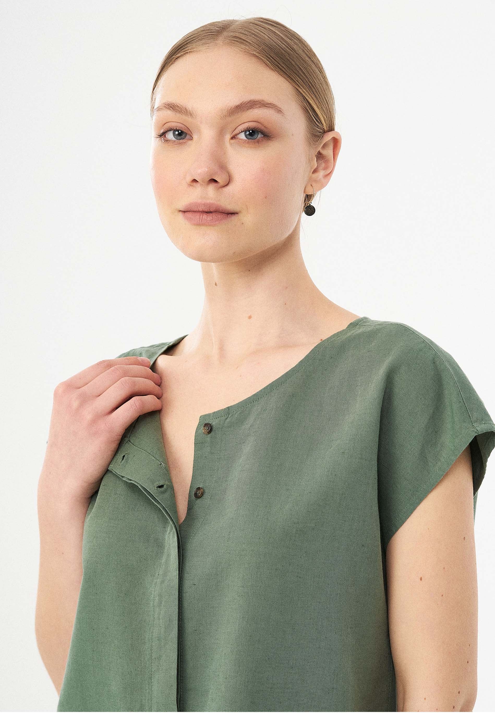Bluse aus Leinen und Bio-Baumwolle