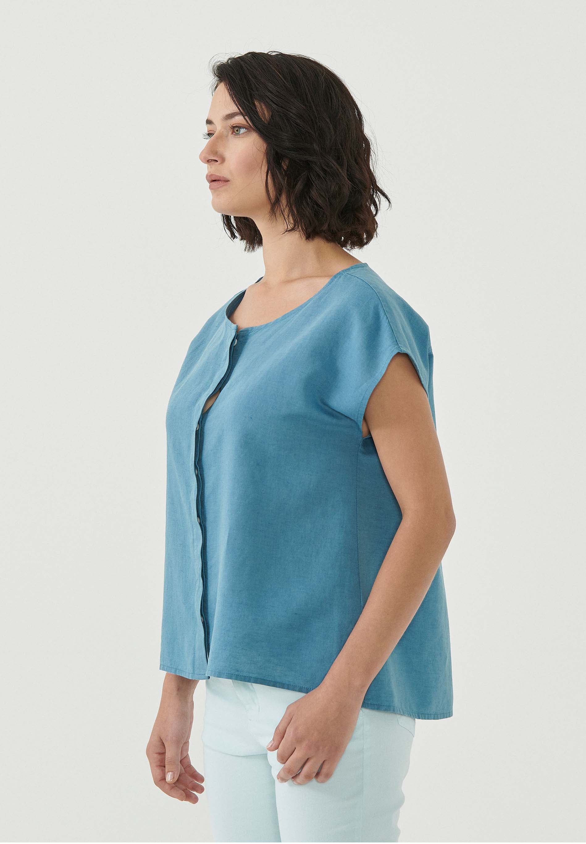 Bluse aus Leinen und Bio-Baumwolle